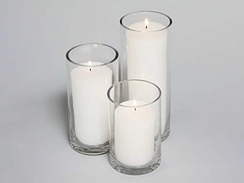 36-Pack White Pillar Candles & Cylinder Vases Set - 3