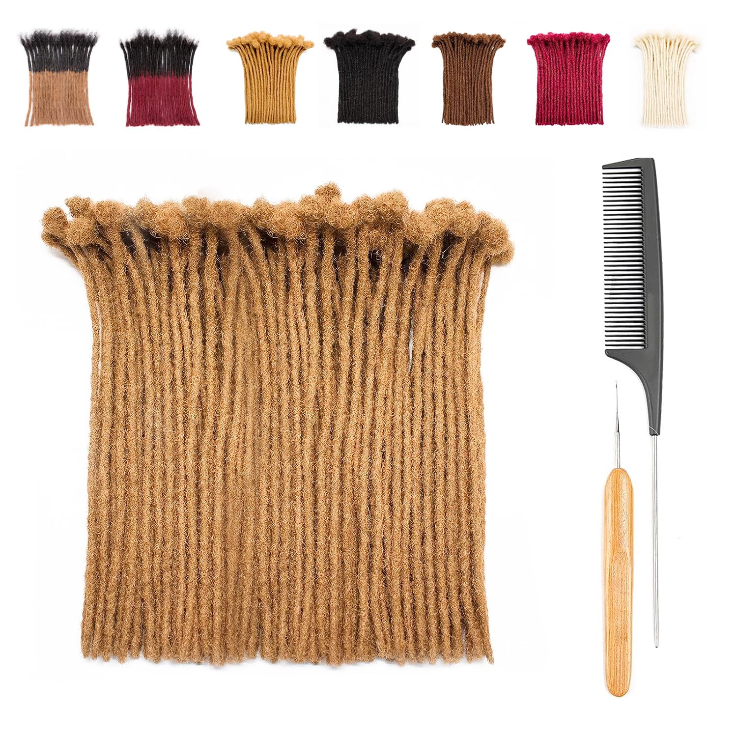 100% Real Human Hair Dreadlock Extensions - 0.8cm Thickness 8 Inch 60 Strands #30 - Handmade Permanent Loc Extensions for Men & Women - Full Head Bundles (Can Be Dyed) - Perfect for Natural Hairstyles, Protective Styling & Fashion Looks