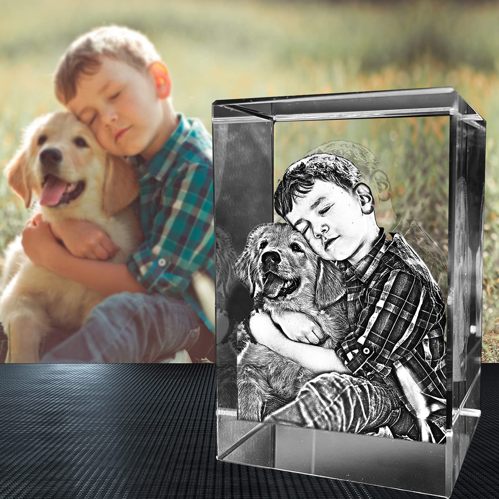 Slavna 3D Crystal Photo Personalized Mother's Day Gift - Custom Laser Etched Picture Frame Glass Art Cube - Perfect for Anniversary, Wedding, Birthday & Home Decor
