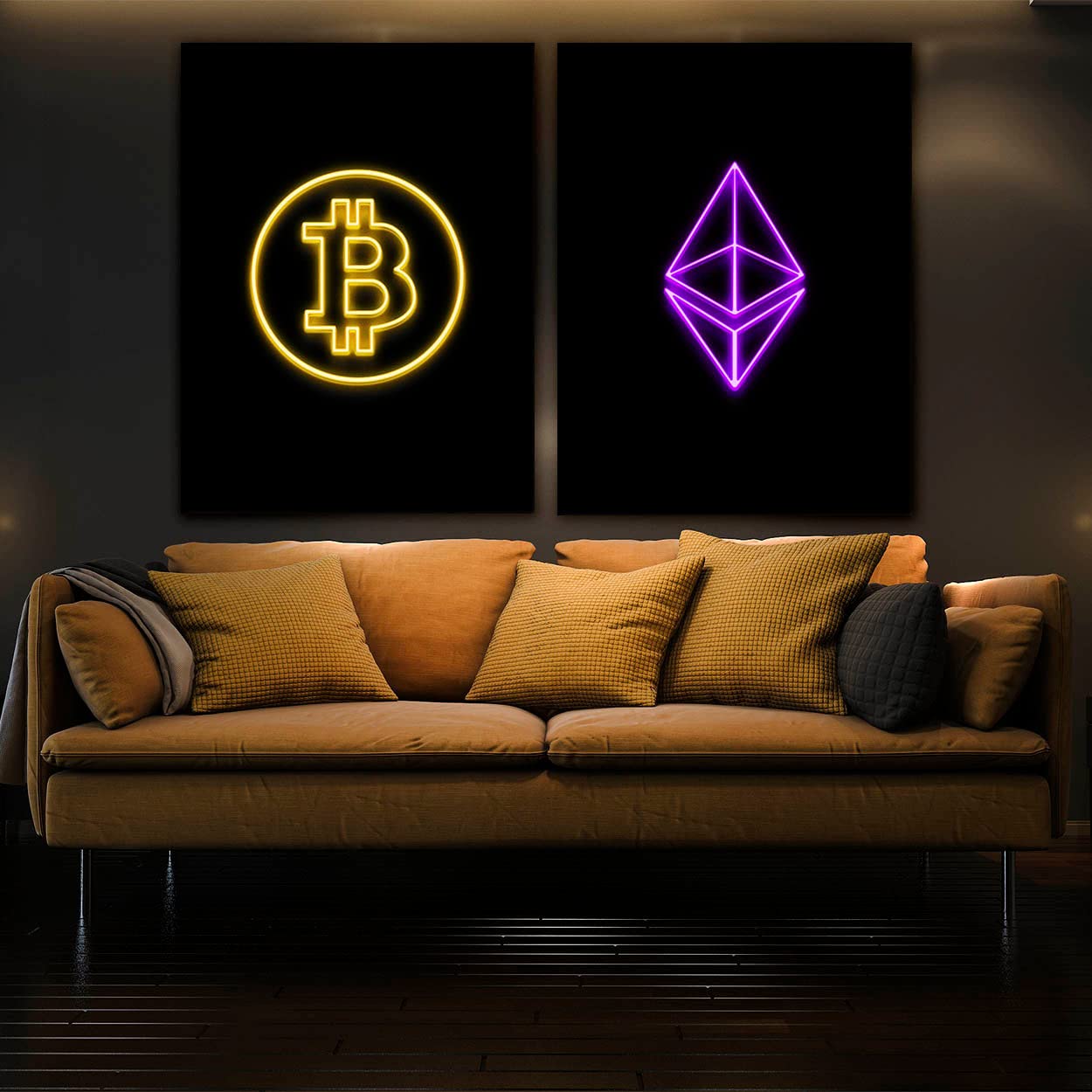 Crypto Canvas Wall Art - Bitcoin & Blockchain Inspired Home Decor for Living Room, Office & Gifts | Modern Digital Currency Themed Painting