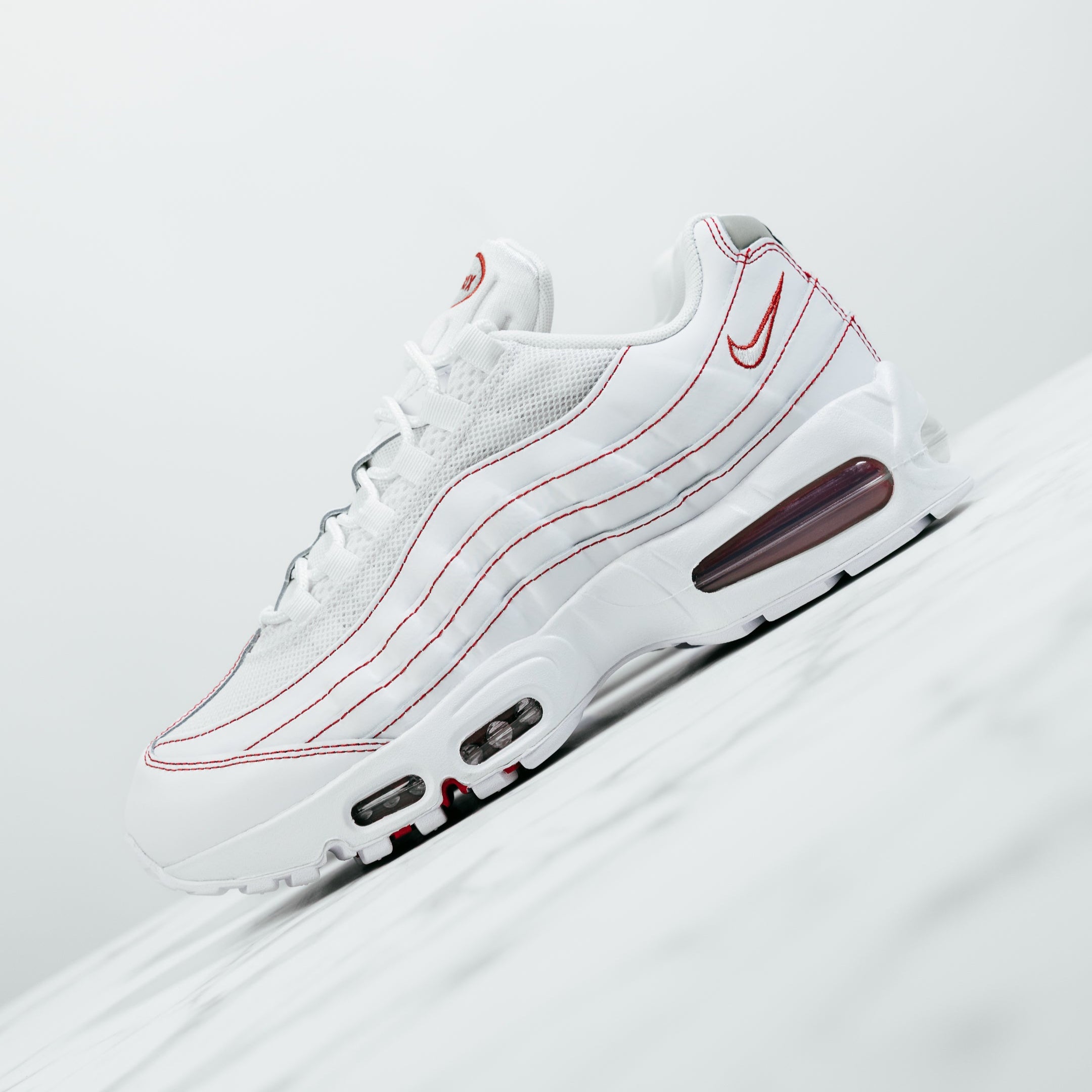 Nike Air Max 95 OG Sneakers - White/University Red Men's Running Shoes for Jogging, Gym & Casual Wear
