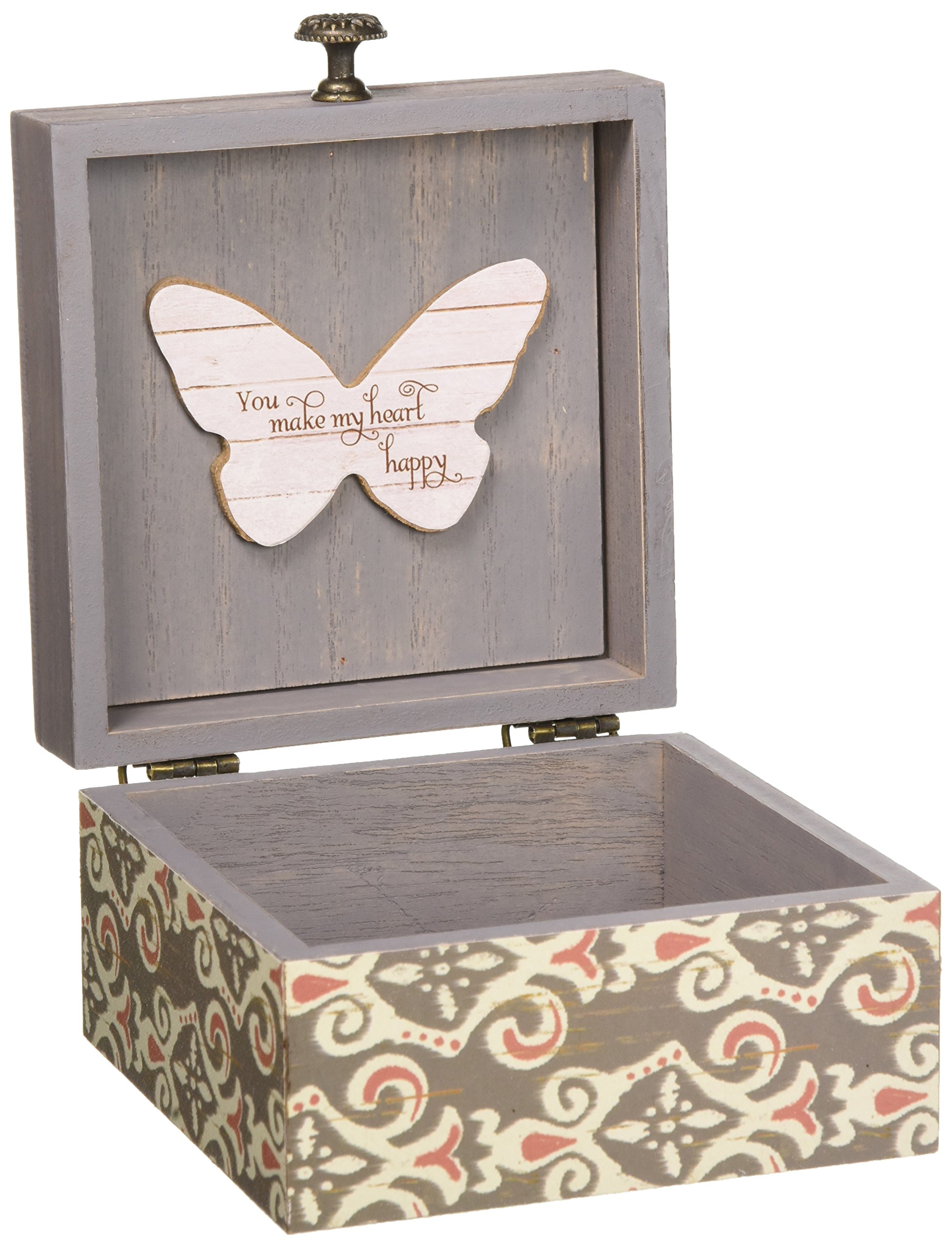 Pavilion 'Simple Spirits Butterfly' 41102 - Wooden Hinged Keepsake Box with Elegant Pattern & Printed Message - Perfect Gift for Friends & Loved Ones - Jewelry Organizer, Cosmetic Storage & Trinket Holder for Bedroom, Bathroom & Dresser Decor