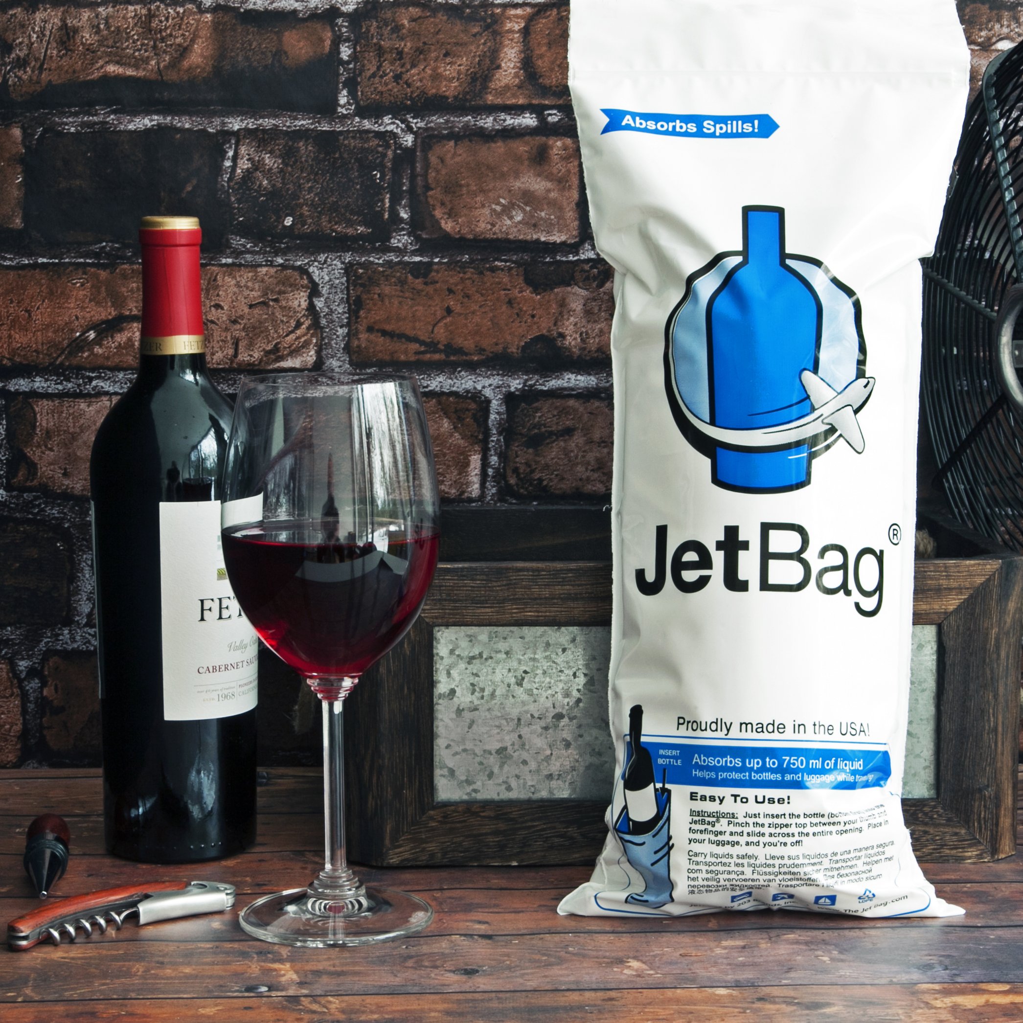 Jet Bag Bold - Original Absorbent Reusable Protective Bottle Bags (Case of 24) - Made in USA - Perfect for Spill Protection in Cars, Offices & Gyms