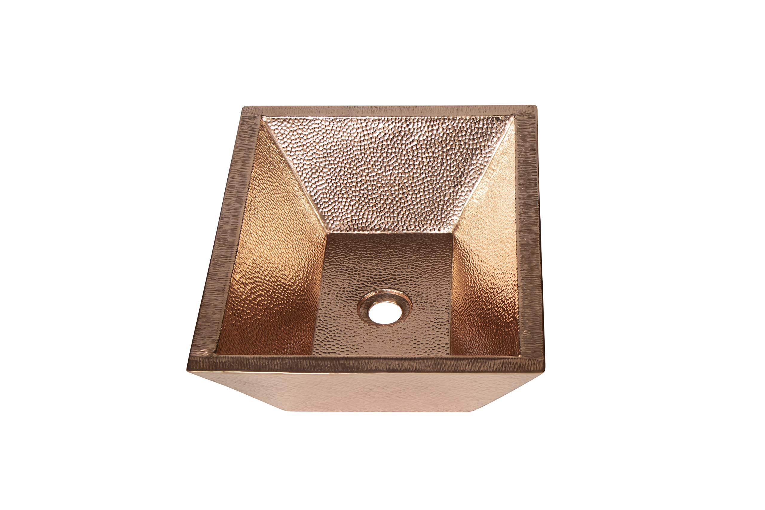 18x14 Inch Mexican Hammered Copper Bathroom Sink - Handcrafted Rectangular Double Wall Copper Vessel Sink with Shiny Finish & Decorative Lip Hammering | Perfect for Rustic, Farmhouse & Southwestern Style Bathrooms
