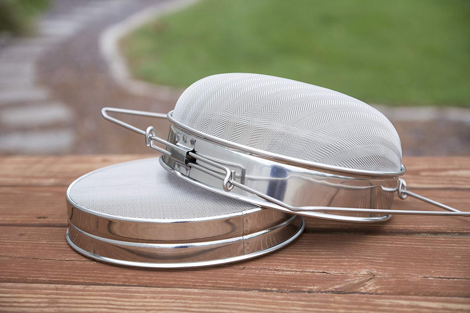 Premium Double Sieve Stainless Steel Honey Strainer - Fine Mesh Filter for Raw Honey, Beeswax & DIY Skincare - Perfect for Beekeeping, Home Brewing & Kitchen Use