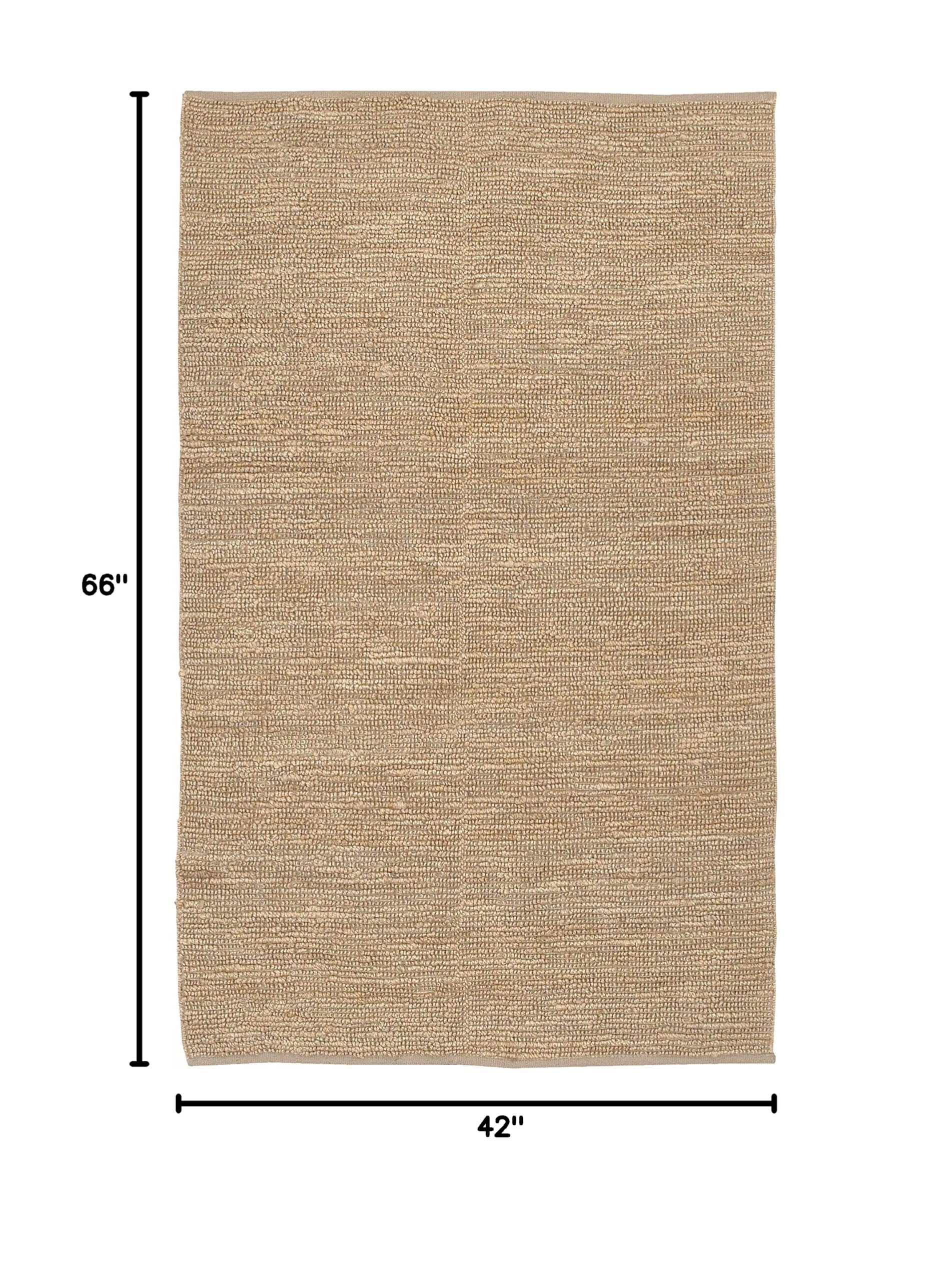 Hauteloom Glover Iantha Natural Jute Rug - Handwoven Sea Grass Area Rug - Eco-Friendly Farmhouse Style Carpet - Rattan Wicker Look - Brown & Beige - 3'6