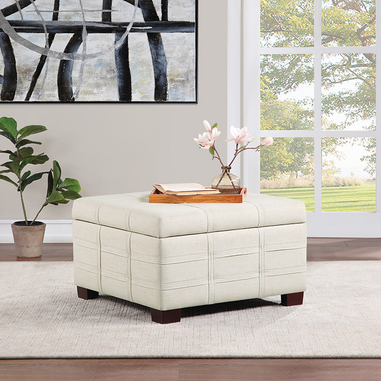 Office Star Ave Six Detour Strap Ottoman - Faux Leather Footrest Stool with Adjustable Straps [DTR3030S] - Perfect for Living Room, Bedroom & Office Comfort