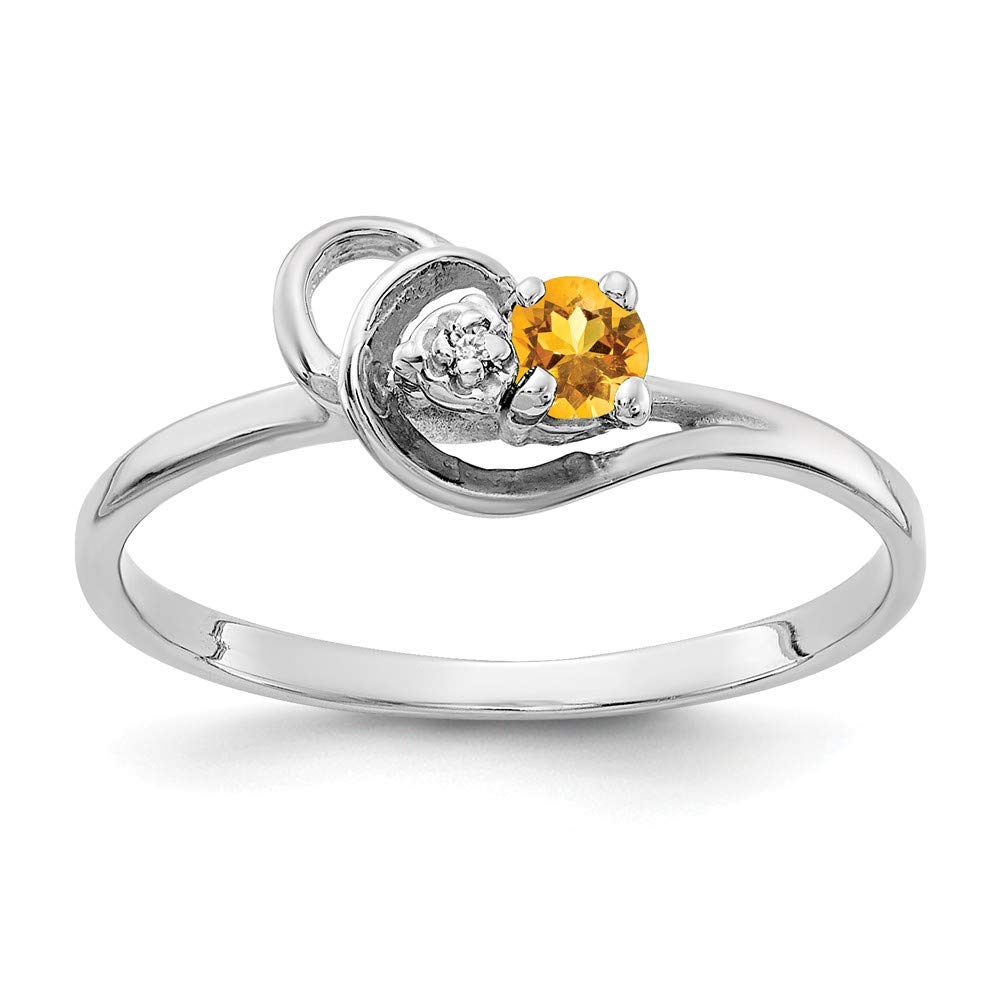 14K White Gold 3mm Citrine Yellow November Birthstone Diamond Engagement Ring for Women - Perfect for Anniversaries, Proposals & Special Occasions