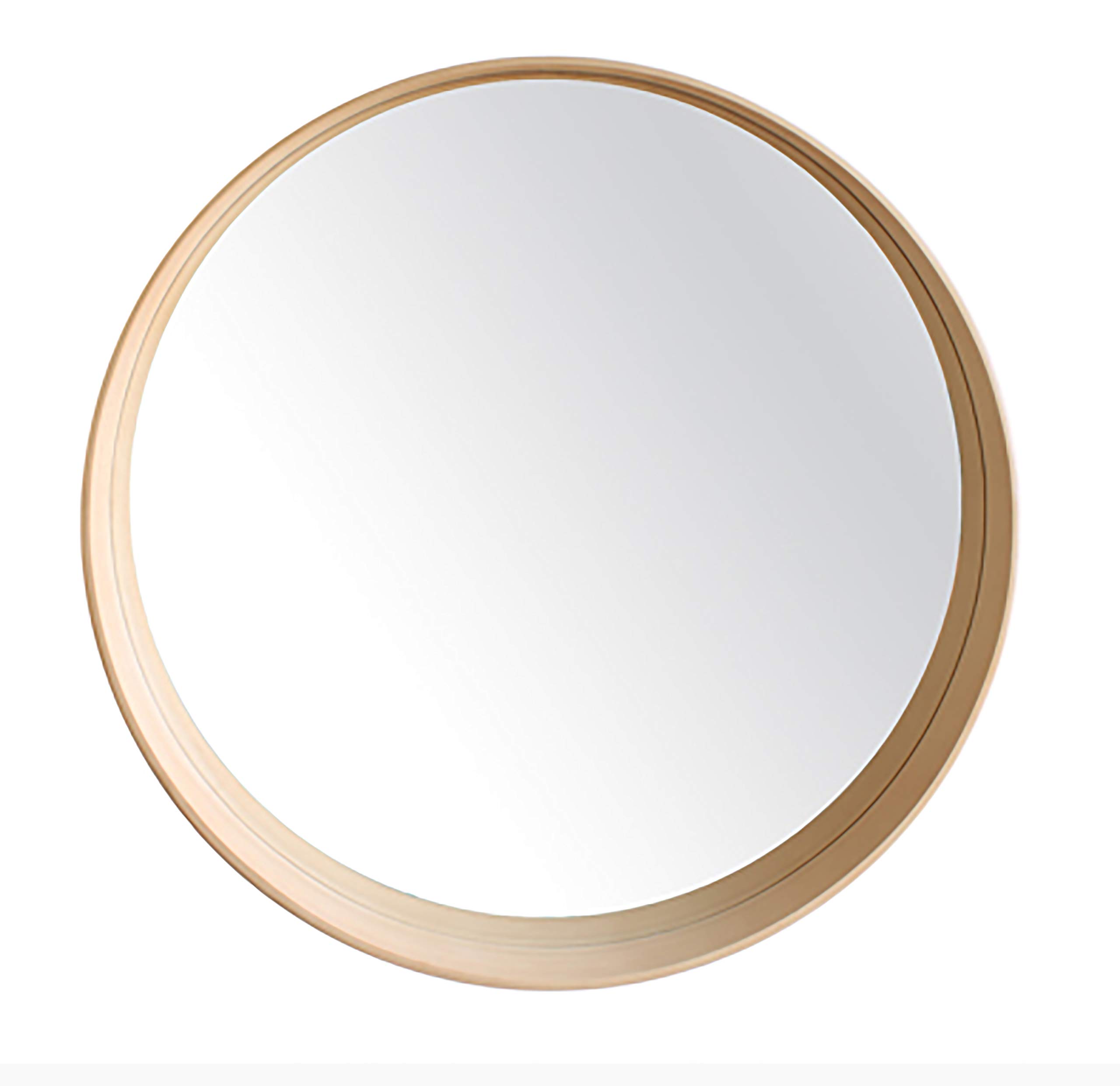 Nordic Solid Wood Round Bathroom Mirror with Shelf - Wall Hanging Vanity Mirror for Toilet & Dressing Room (50cm/70cm) - Perfect for Modern Home Decor, Spa Bathrooms & Bedroom Vanity Areas