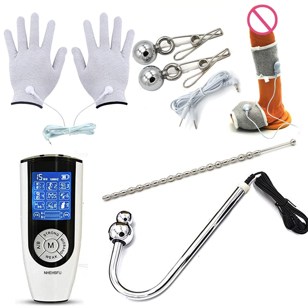 Premium Electro Sex Toy Kit - Anal Hook, Plug, Dildo, Urethral Dilators, Cock Ring & Nipple Clamps for Couples | Electric Stimulation BDSM Set for Men & Women | Perfect for Sensual Play, Spicing Up Relationships & Kinky Exploration