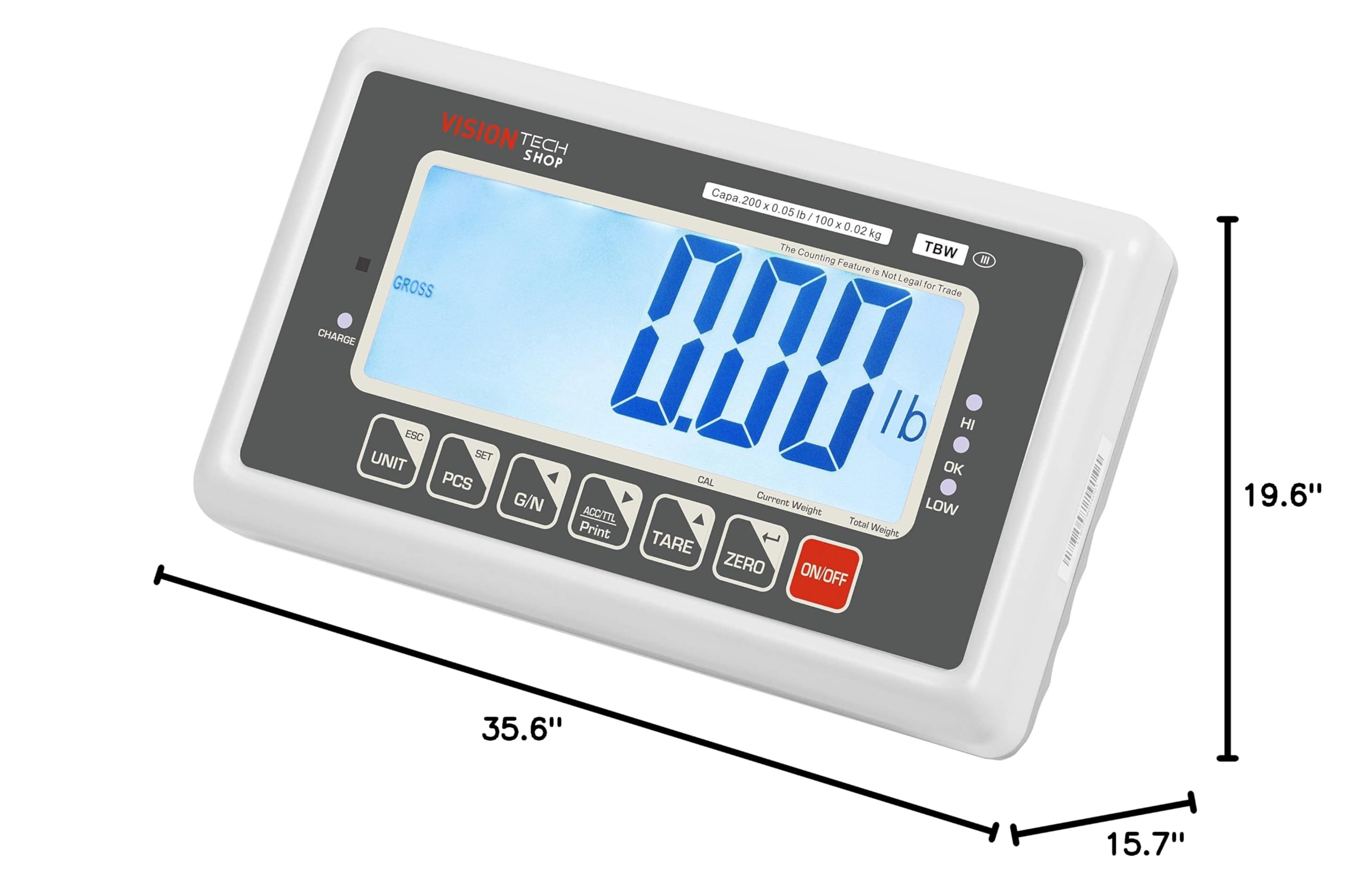 TBW-200 Industrial Bench Scale - 200lb Capacity, 0.05lb Precision, Lb/Kg Switchable - NTEP Legal for Trade Warehouse Shipping Scale | Perfect for Logistics, Packaging & Inventory Management