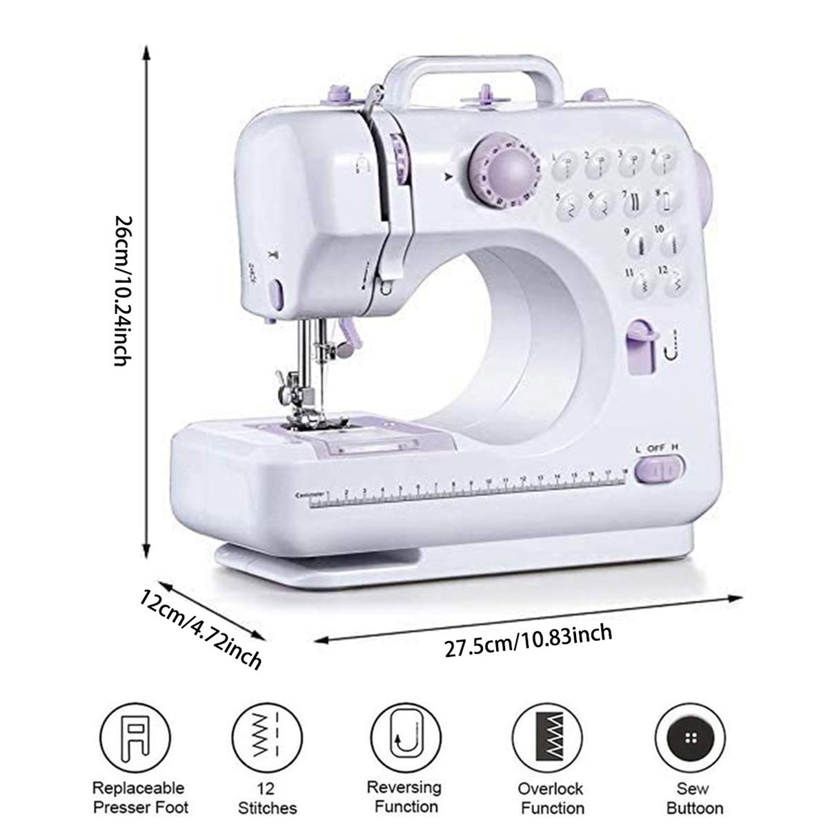 **Inkec Mini Electric Sewing Machine - Portable Household & Crafting Sewing Machine with 12 Built-in Floral Stitches, Foot Pedal & Handheld Operation - Perfect for Beginners, DIY Projects, Mending Clothes & Home Decor**    *(Use Cases: Ideal for quick repairs, DIY crafts, sewing small fabrics, hemming clothes, and creating handmade gifts.)*