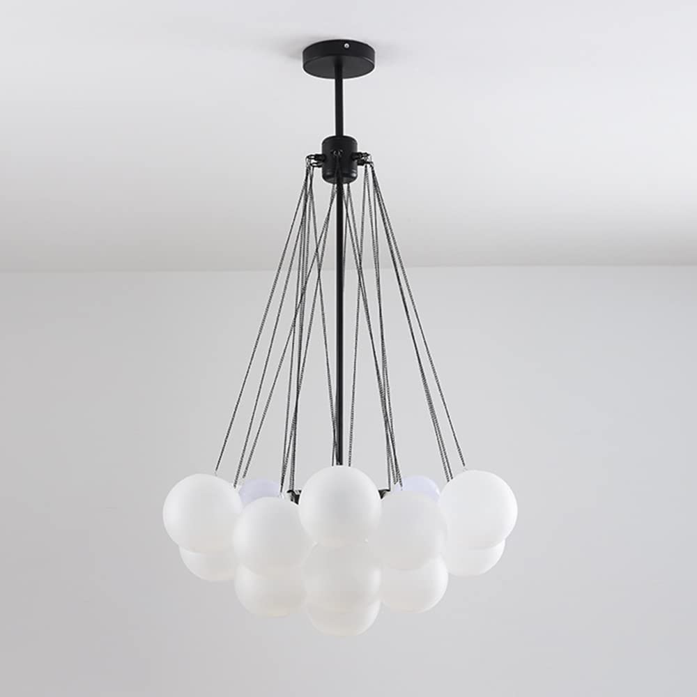 Modern Black Glass Bubble Chandelier - 3-Light Ball Shape Pendant Ceiling Light Fixture for Dining Room, Bedroom, Living Room Decor | DIY Hanging Decorative Lighting