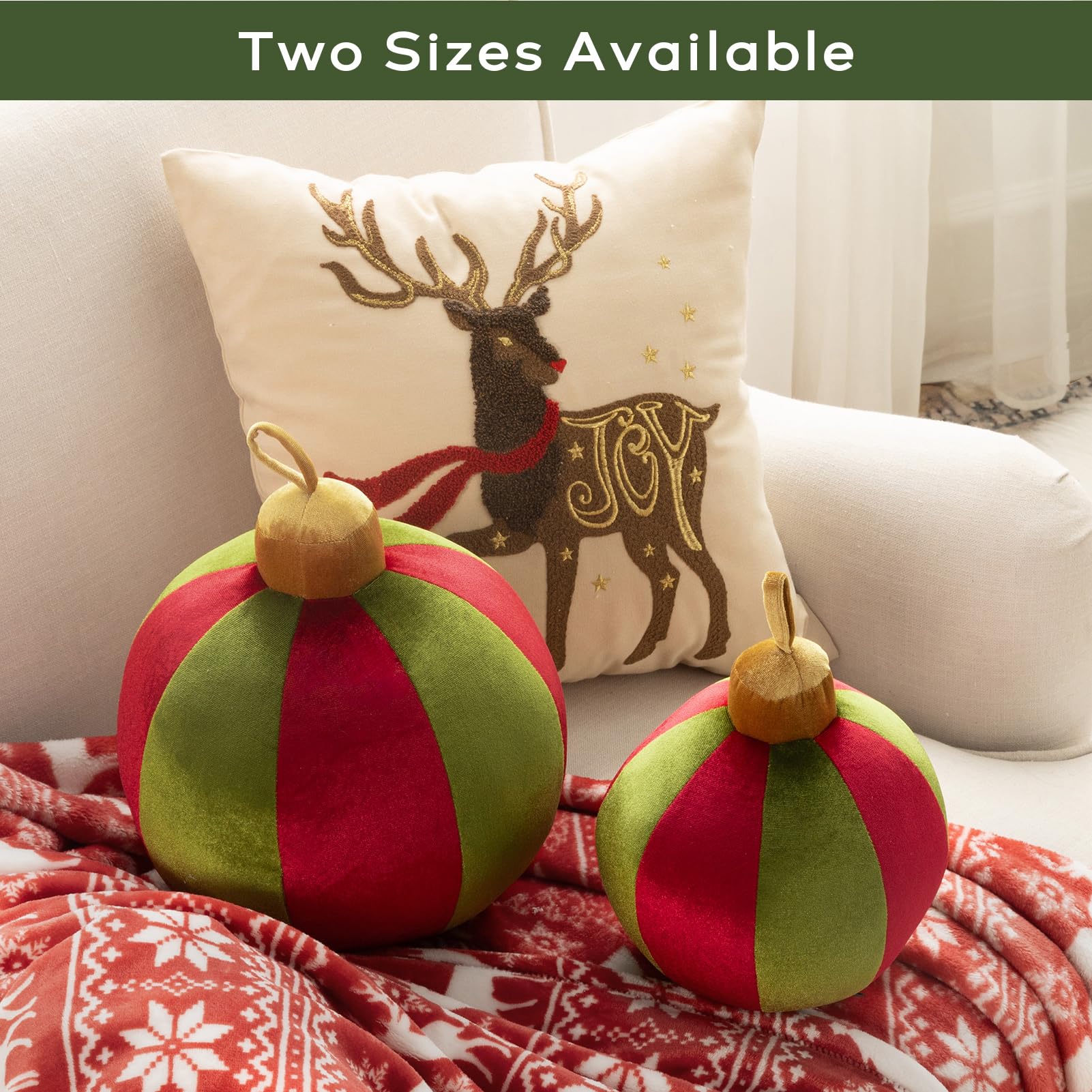 Ashler Christmas Bell Pillow - Round Yellow Holiday Throw Pillow for Couch, Chair & Bed - Festive Home Decor for Living Room & Bedroom - 8.5x8.5 Inch Decorative Cushion - Perfect for Christmas Decorations & Cozy Winter Home Styling