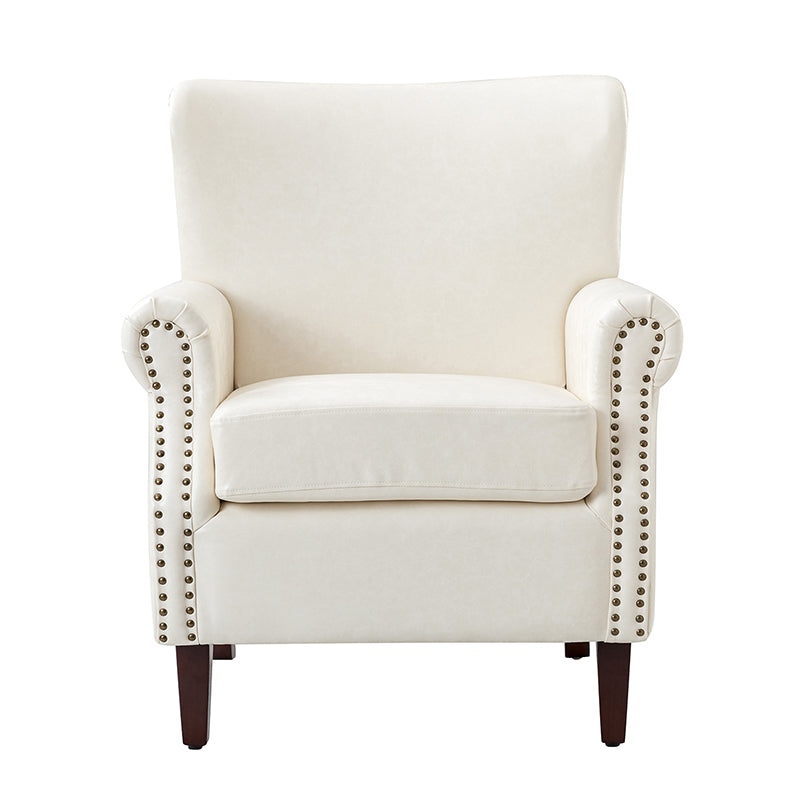 Luna Faux Leather Armchair - Modern PU Leather Accent Chair for Living Room, Bedroom & Office - Comfortable Mid-Century Style Lounge Chair with Sturdy Metal Legs