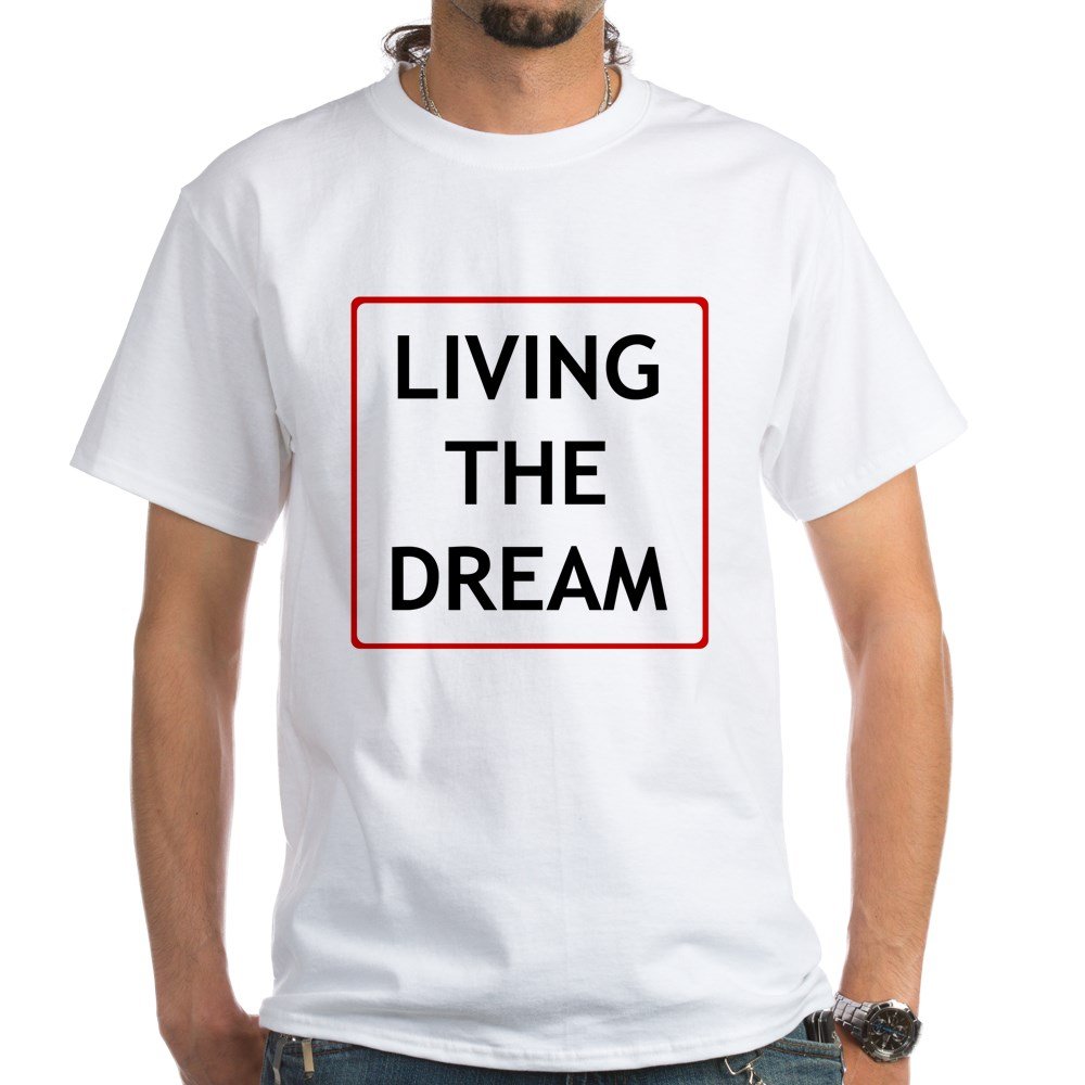 Living The Dream White Cotton T-Shirt for Men & Women | Soft Comfortable Casual Tee | Perfect for Everyday Wear, Gifts & Vacation Souvenirs