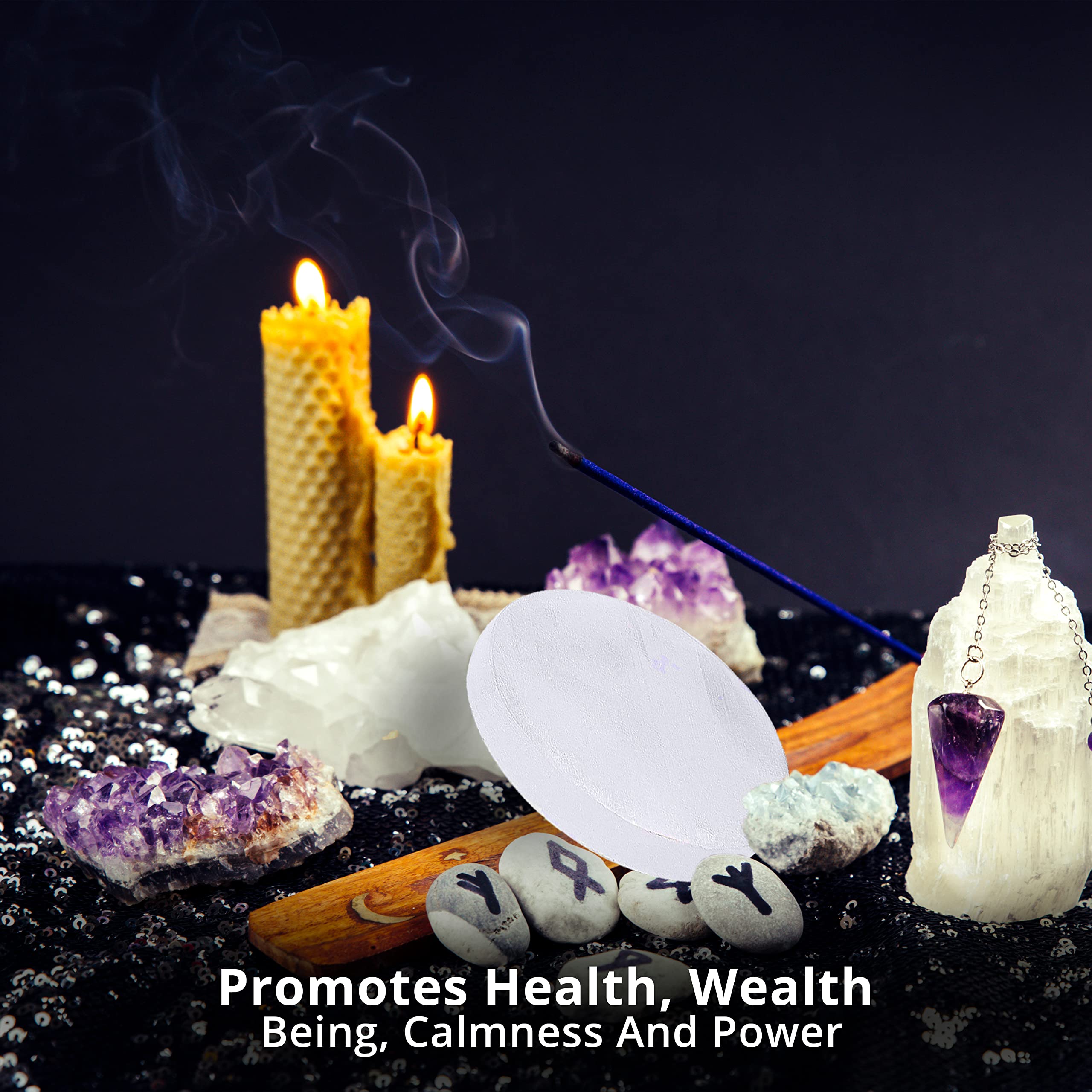 Himalayan Glow WBM Selenite Crystal Charging Plate - 2 Pack for Smudging, Healing & Recharging Crystals | Perfect for Meditation, Yoga & Spiritual Cleansing Rituals