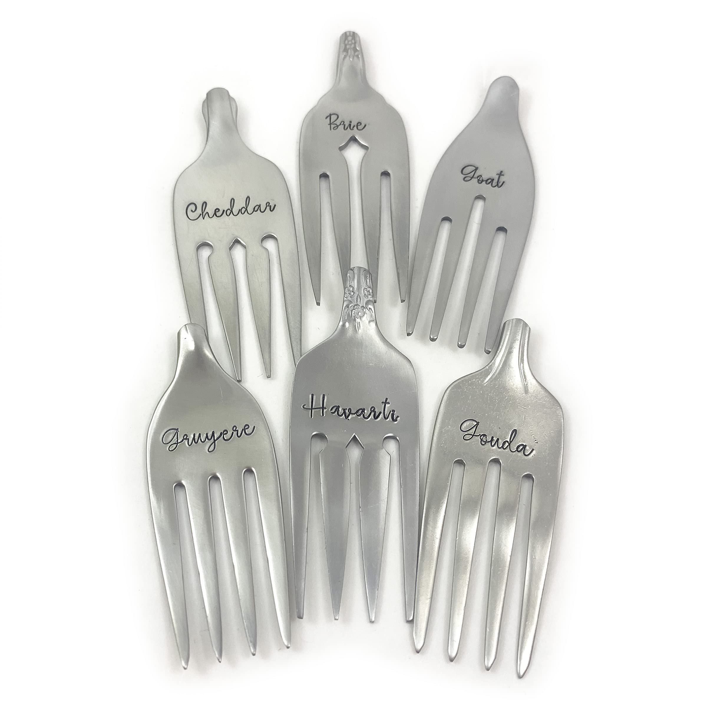 Personalized Cheese Markers - Engraved Cheese Forks for Parties, Weddings & Charcuterie Boards | Elegant Cheese Serving Utensils for Entertaining & Gourmet Platters