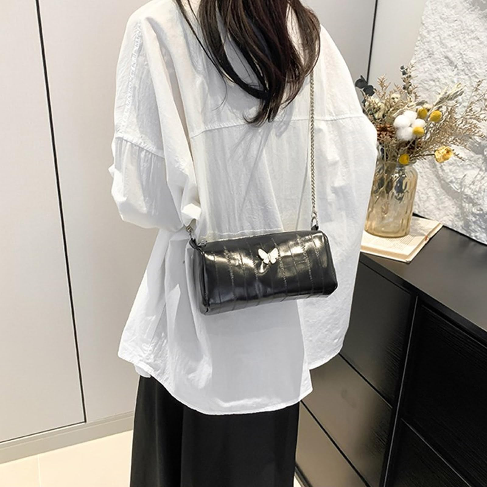 Stylish Guojiang Women's Crossbody Bag with Chain Strap - PU Leather Butterfly Shoulder Handbag for Casual, Shopping & Dating | Perfect Everyday Purse for Work, Travel & Outings