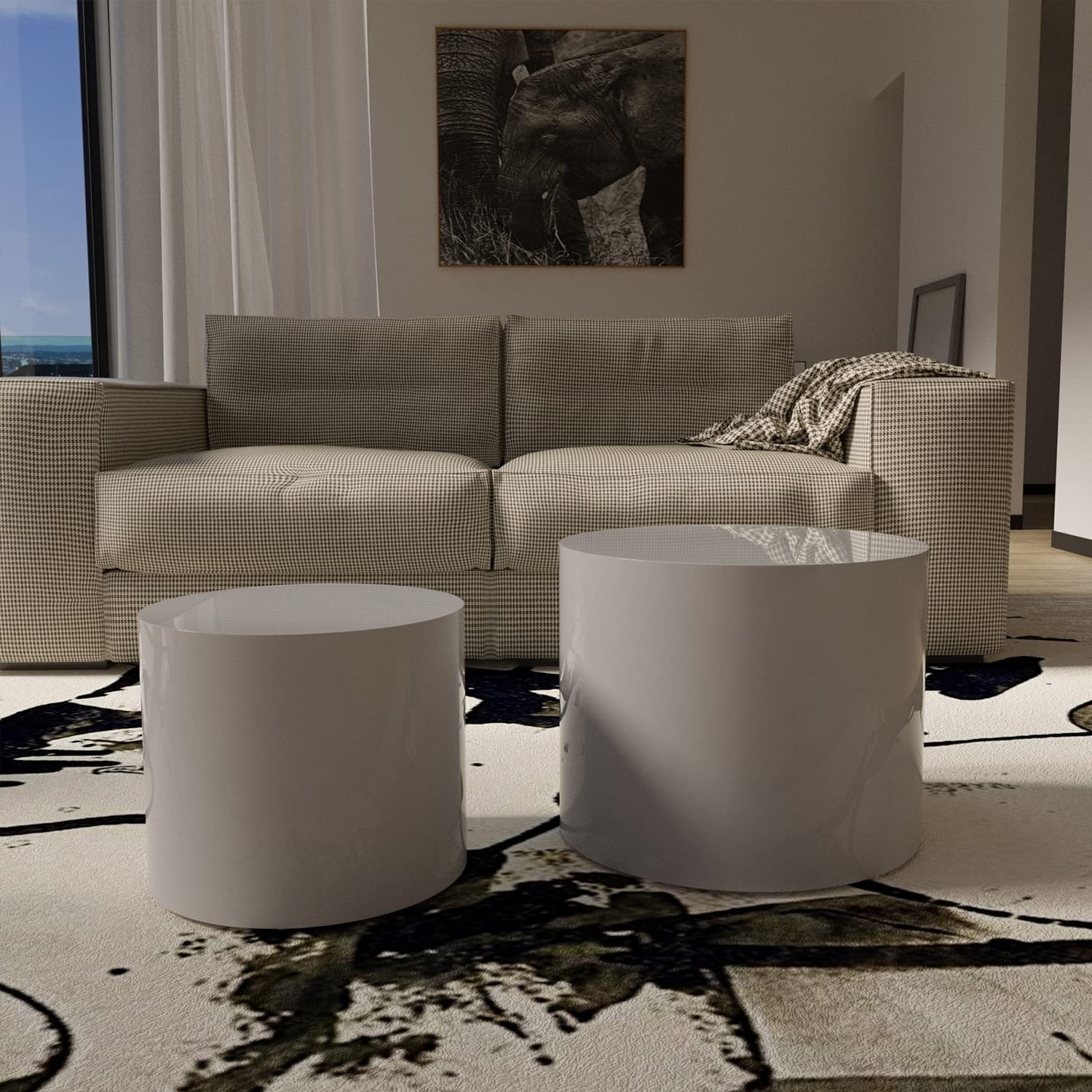 Kevinplus Modern White Coffee Table Set of 2 - Round Nesting Side Tables for Living Room, Bedroom & Office - Space Saving Small Circle End Tables (Matte White) - Perfect for Compact Spaces, Apartment Decor & Coffee Table Styling
