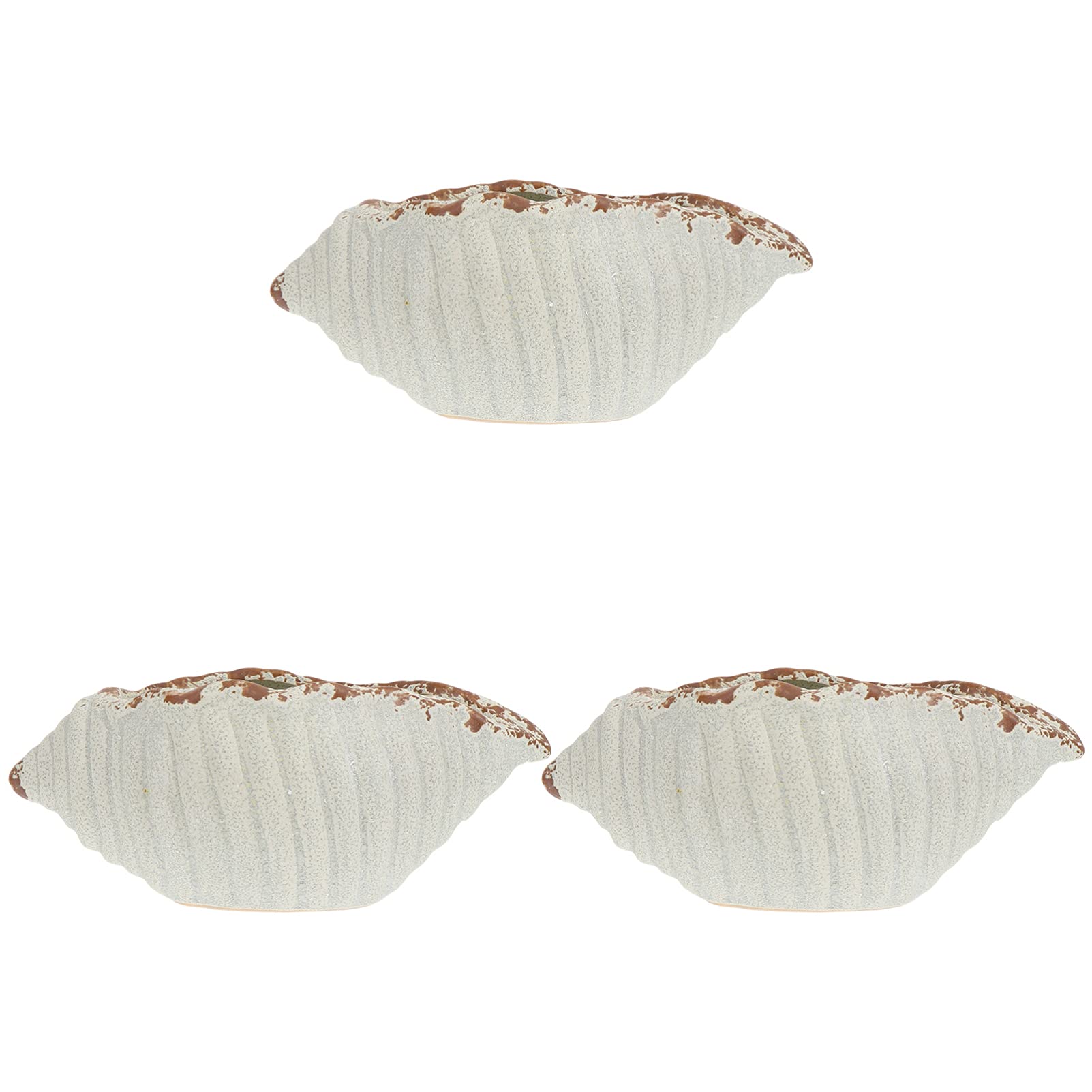 Happyyami 3-Piece Artistic Flower Pots Set - Imitation Conch Design Planter for Indoor Plants, Succulents, Herbs | Perfect for Home Decor, Office Desk, Garden & Balcony