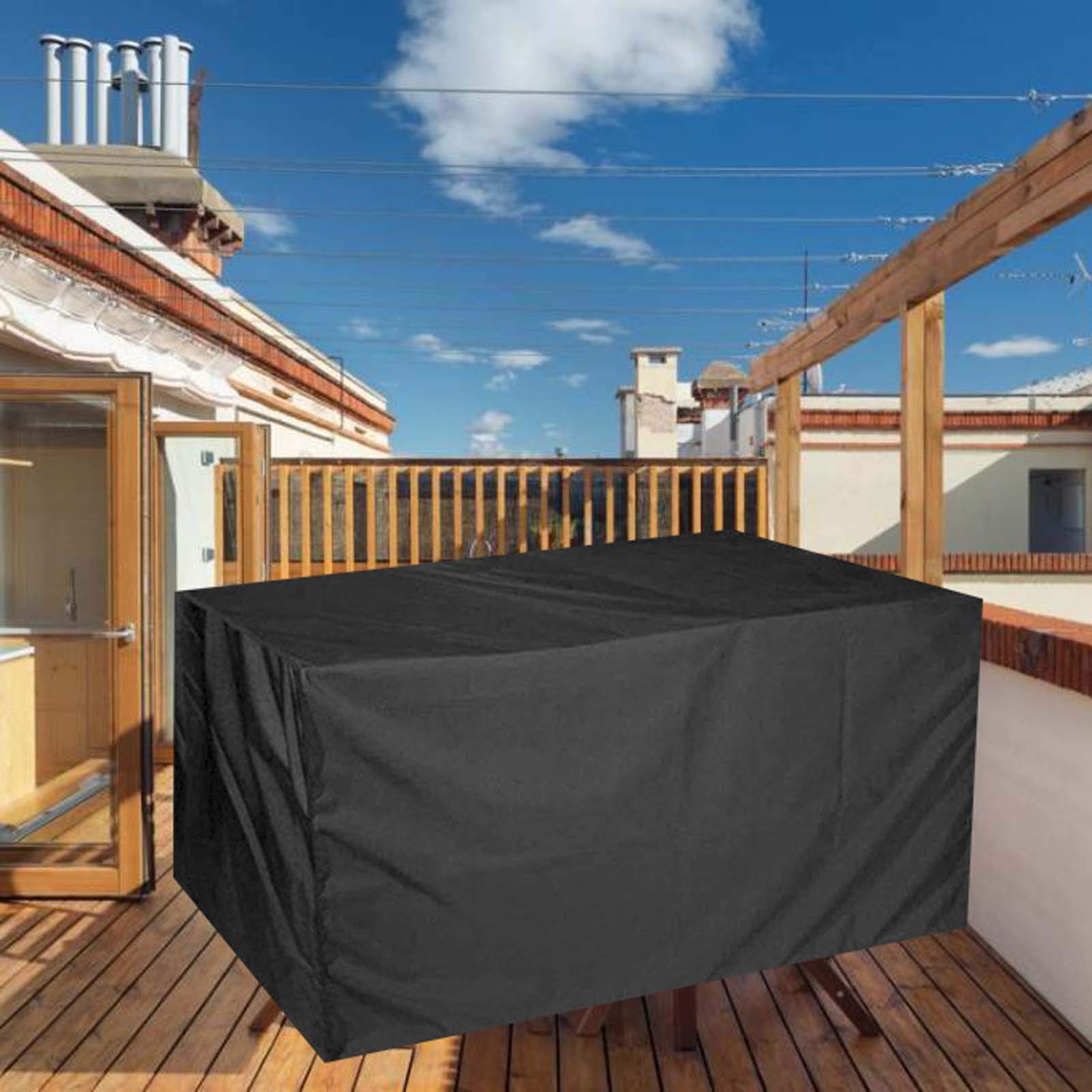 96x96x35 Inch Heavy Duty Waterproof Outdoor Furniture Cover Set - 420D Square Patio Table and Chair Protector for Garden, Deck, Backyard - Black (Fits Rectangular Furniture)