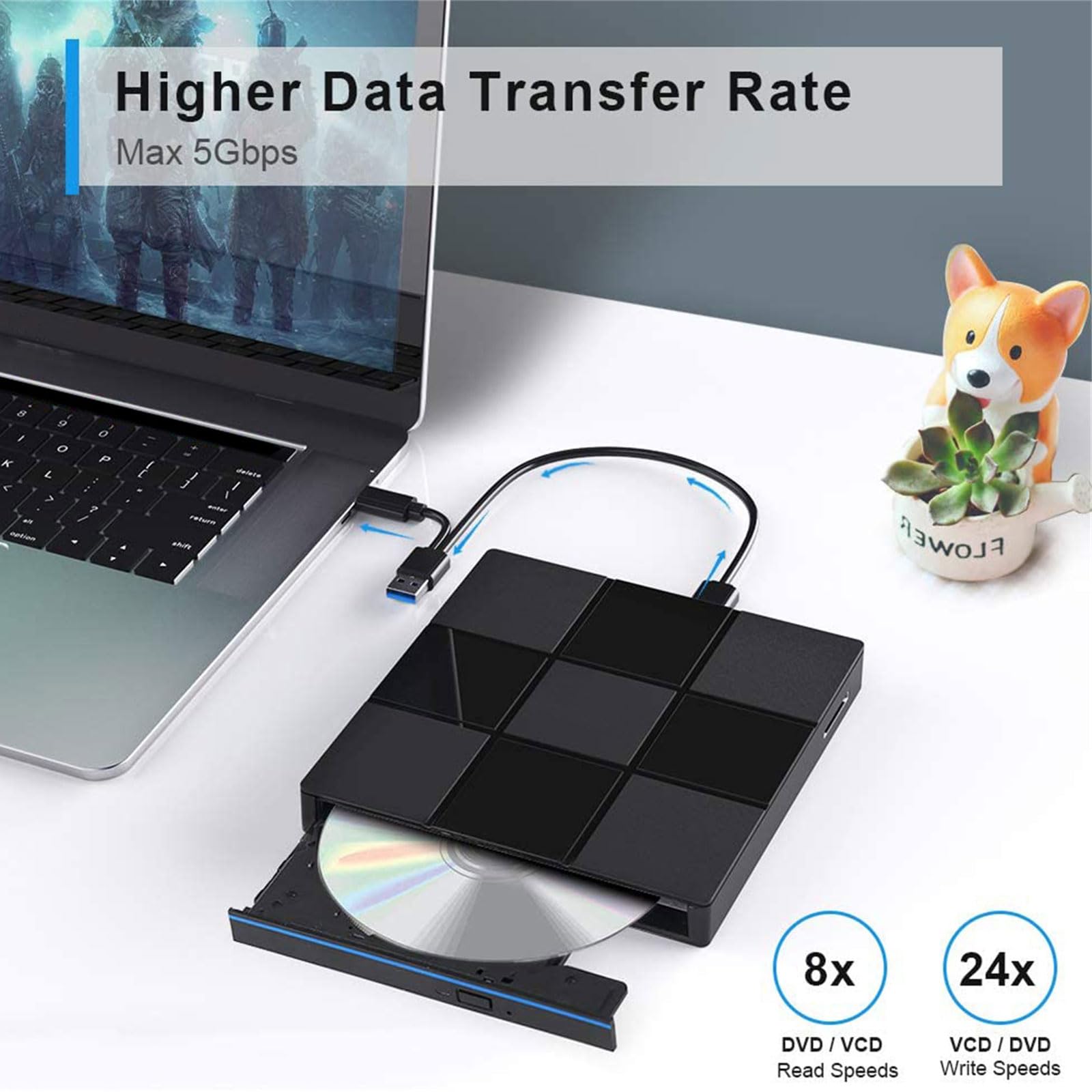 Fast USB 3.0 & USB-C External Data Transfer Device for PC - Ideal for Gaming, Media Storage & Backup Solutions
