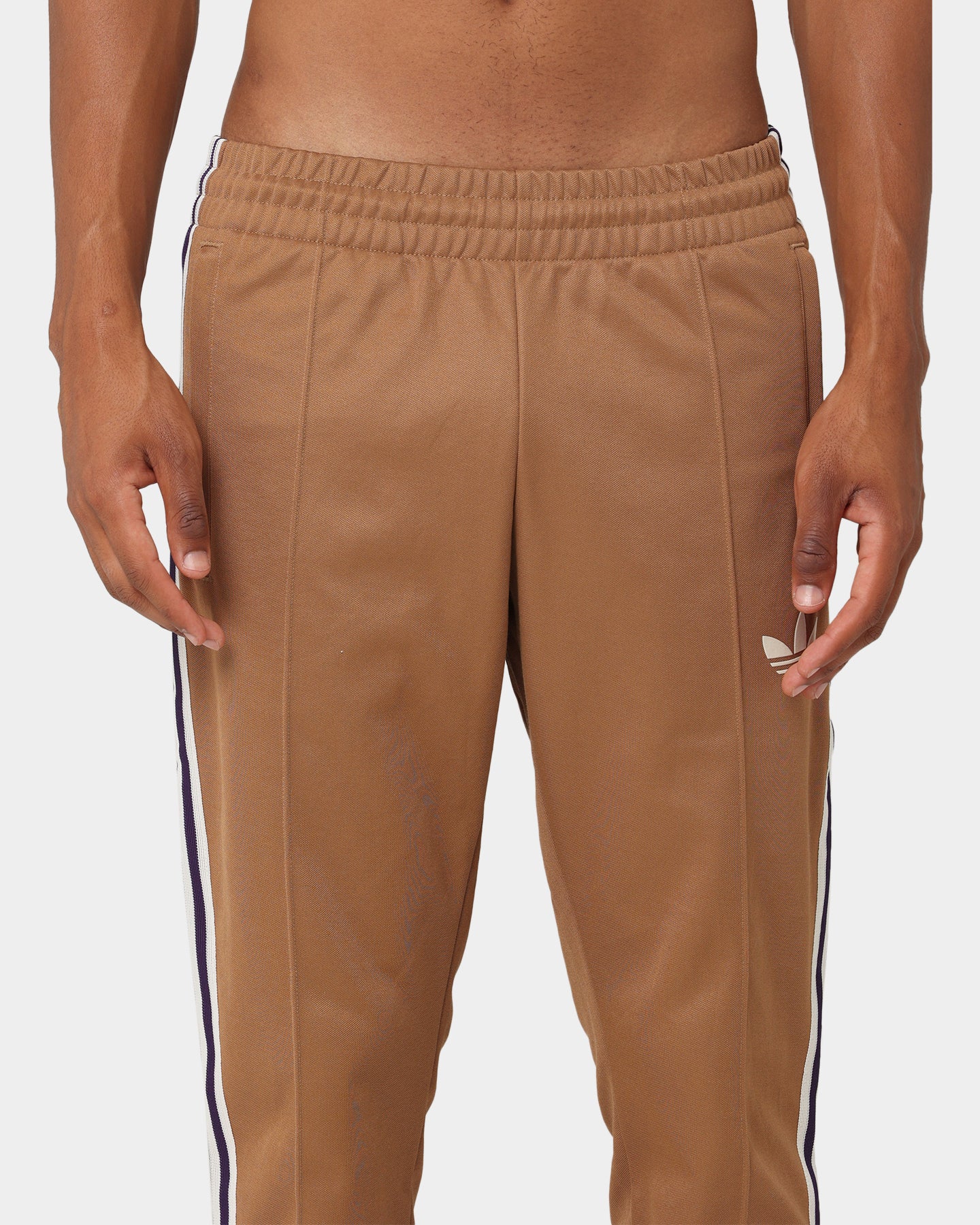 Adidas Adicolor Striped Track Pants for Men - Brown Desert Color Casual Joggers with Elastic Waistband | Perfect for Gym, Running & Streetwear Fashion