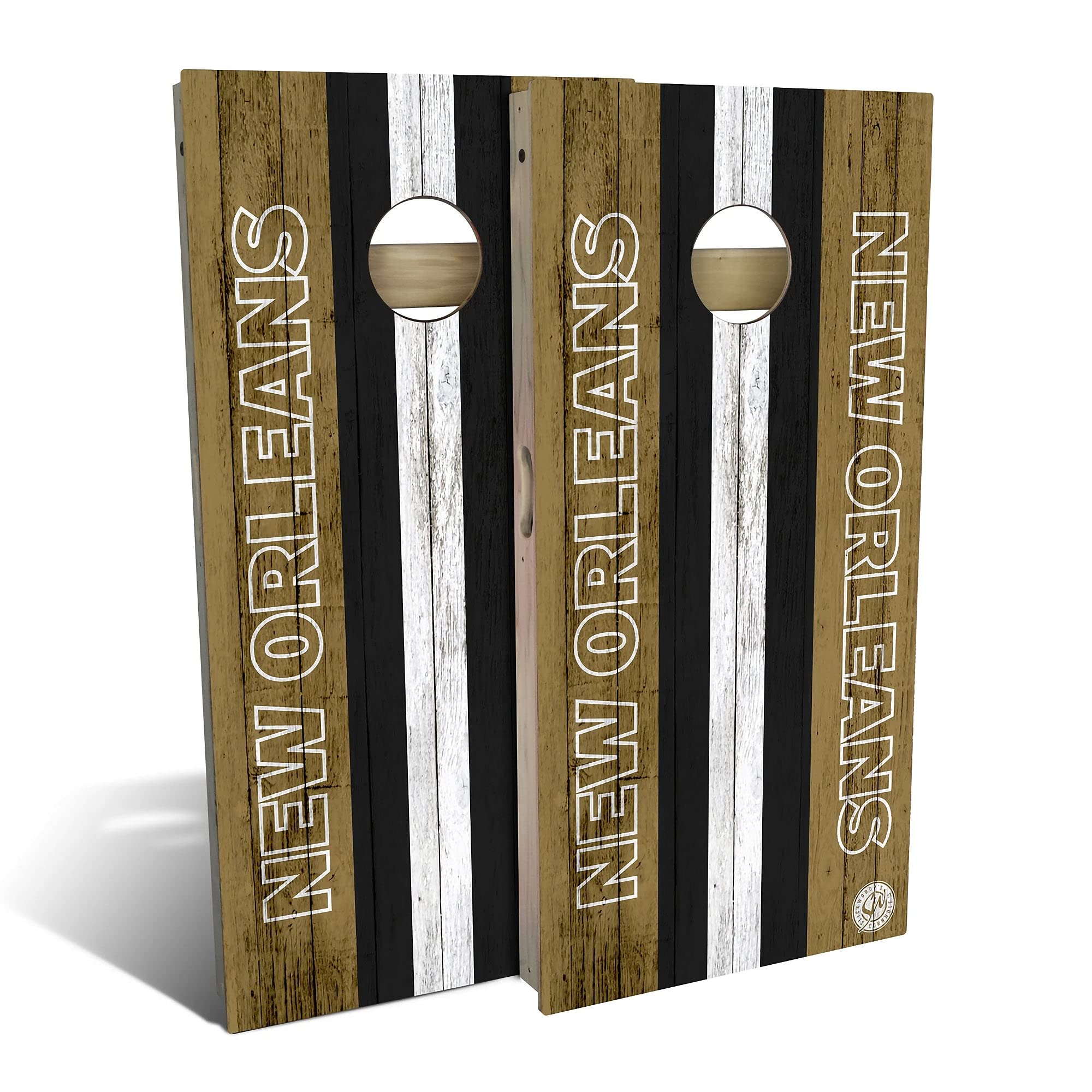 New Orleans Saints Themed Cornhole Game Set - 2 Regulation Size Boards & 8 Bean Bags - Premium Outdoor Tailgating & Backyard Party Game for Football Fans - Perfect for NFL Games, BBQs, and Outdoor Events