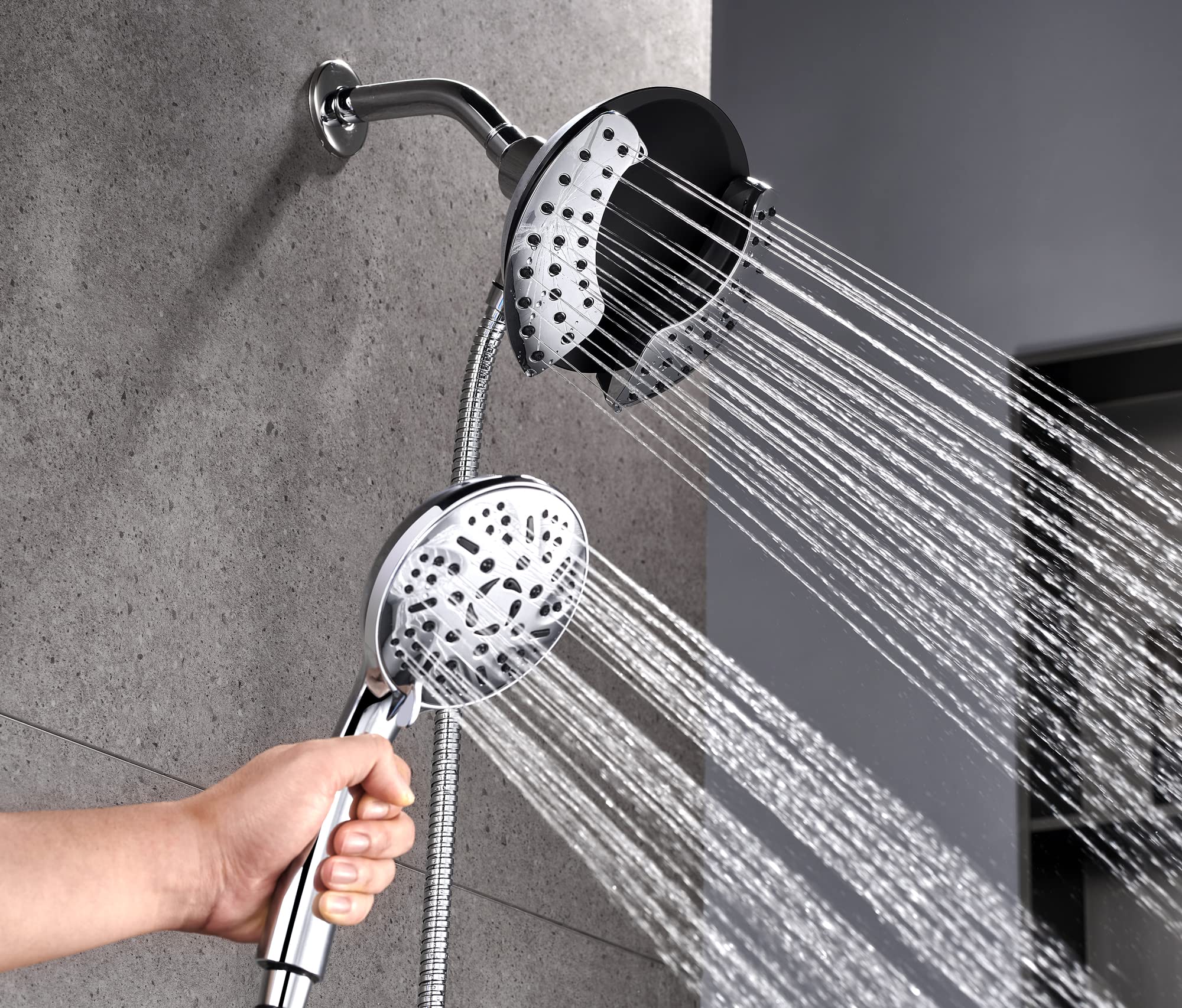 Grich 2-in-1 High Pressure Shower Head with Handheld Spray - 9 Adjustable Modes, Anti-Leak Design & cUPC Certified - Perfect for Bathroom, Spa-Like Shower Experience & Water Saving (Height/Angle Adjustable)