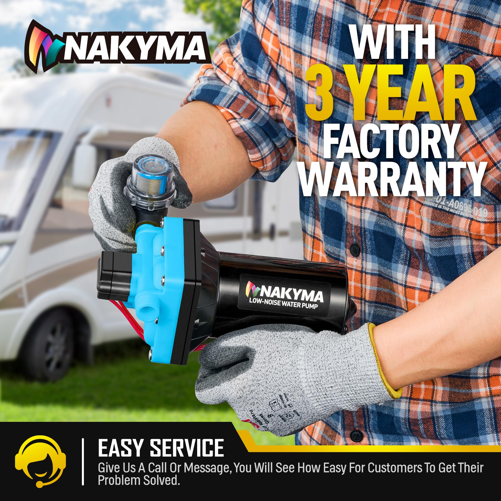 12V RV Water Pump 6.0 GPM 70 PSI High Pressure with Auto Switch - Fresh Water Pump for RV, Marine, Camping, Yacht & Garden Irrigation - Perfect for Off-Grid Living & Outdoor Adventures