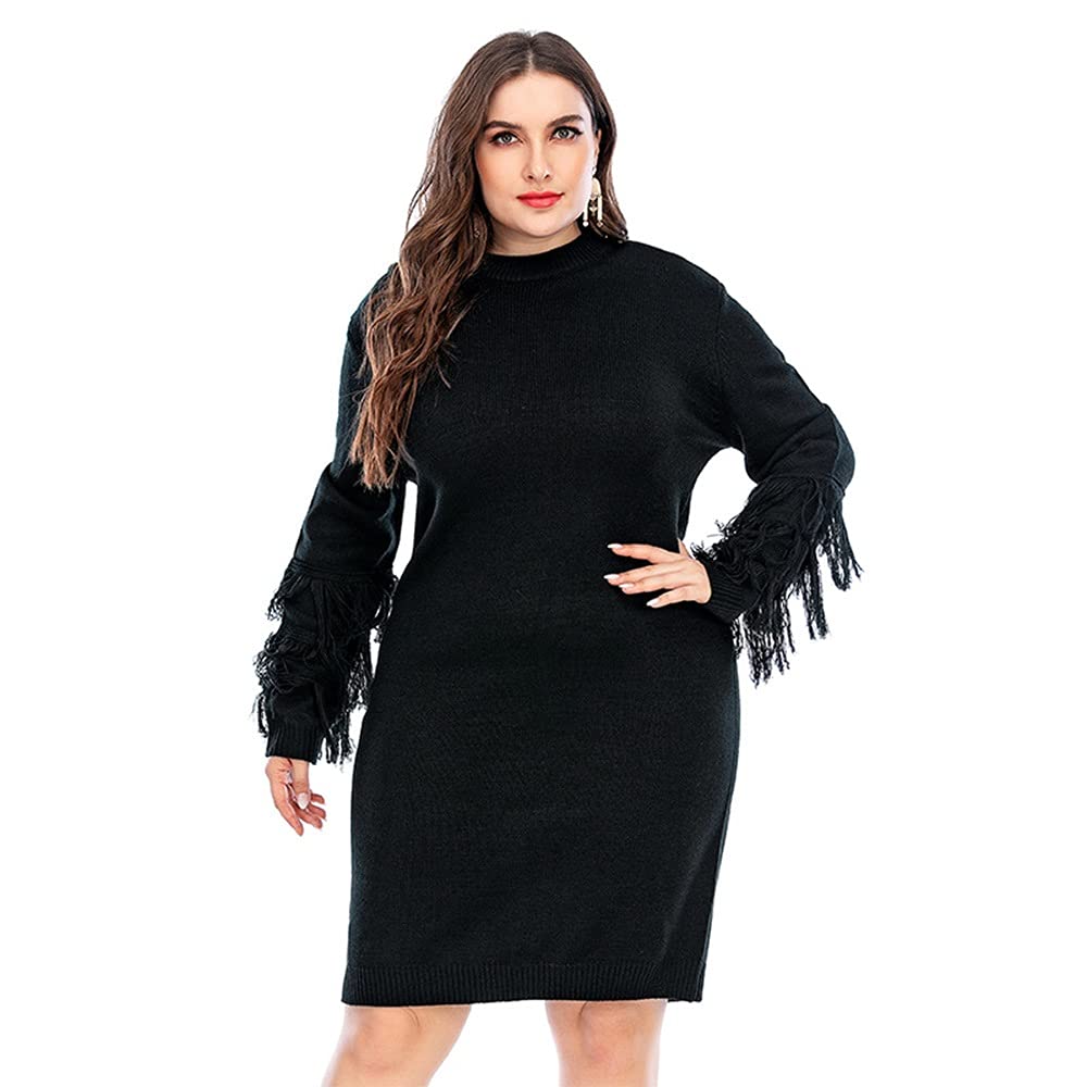 Plus Size Oversized Black Sweater Dress for Women - Cozy Christmas Sweatshirt in 3XL | Perfect for Holiday Parties & Casual Winter Outfits