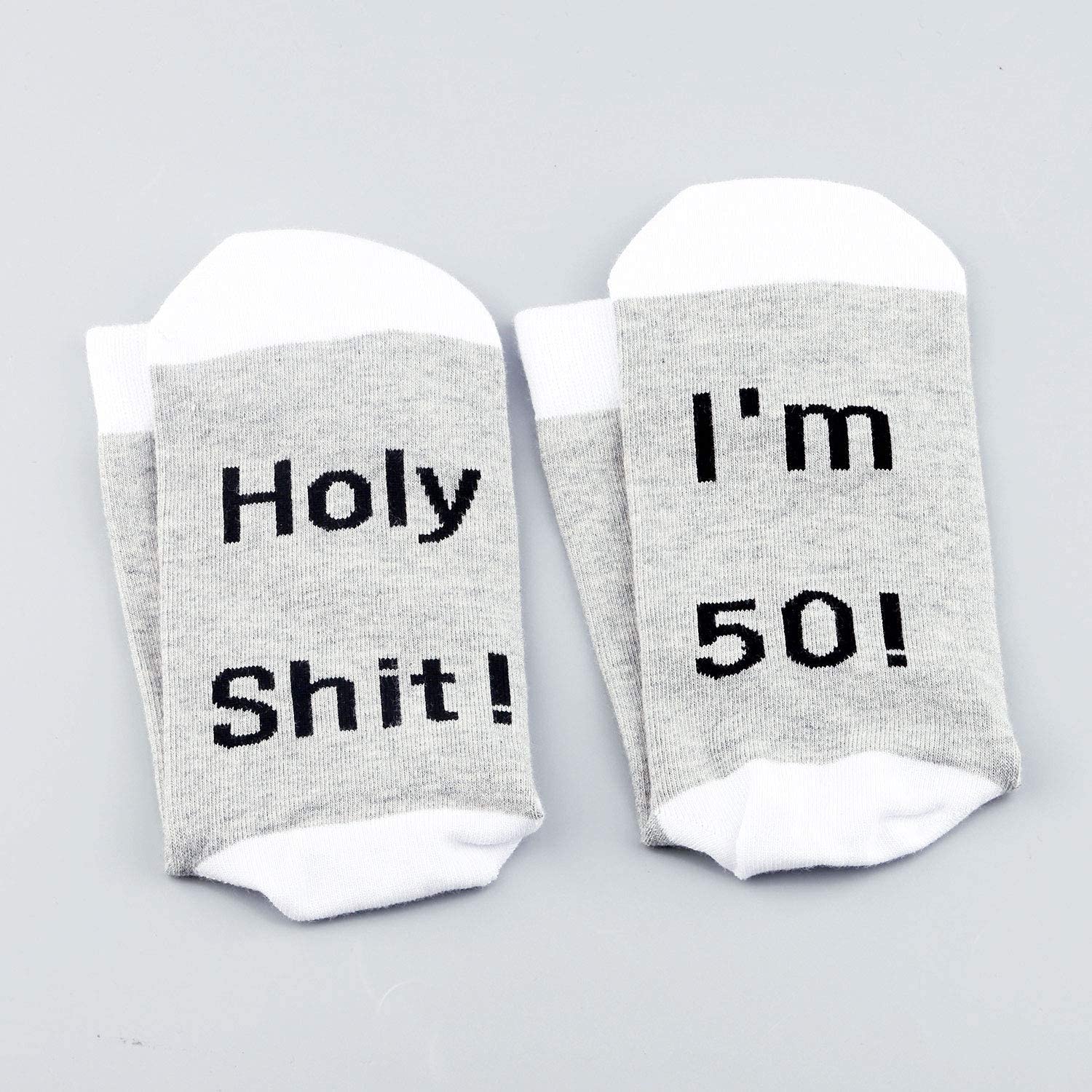 LEVLO Funny 50th Birthday Socks for Women - 'Holy Shit I'm 50' Novelty Socks - Perfect for Milestone Birthday Gifts & Party Celebrations