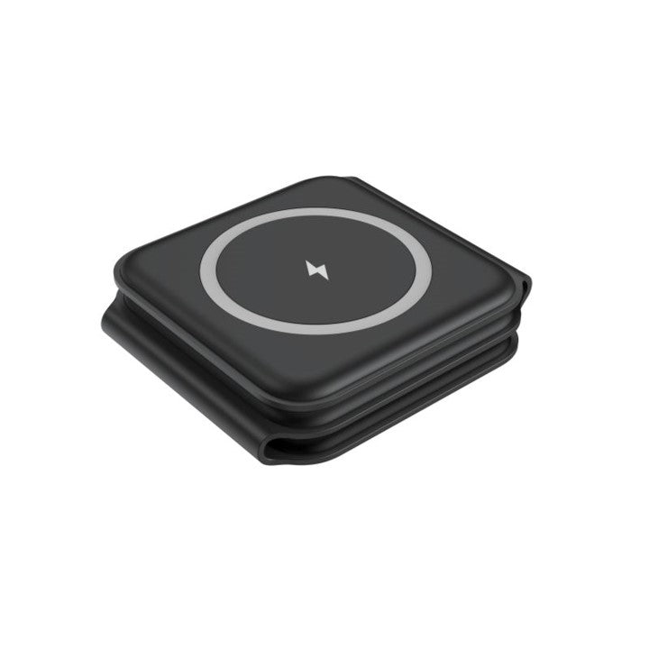 QDOS SnapStand 3-in-1 Magnetic Wireless Charging Stand - Black | Fast Charging for iPhone, Android, AirPods | Perfect for Home, Office & Travel