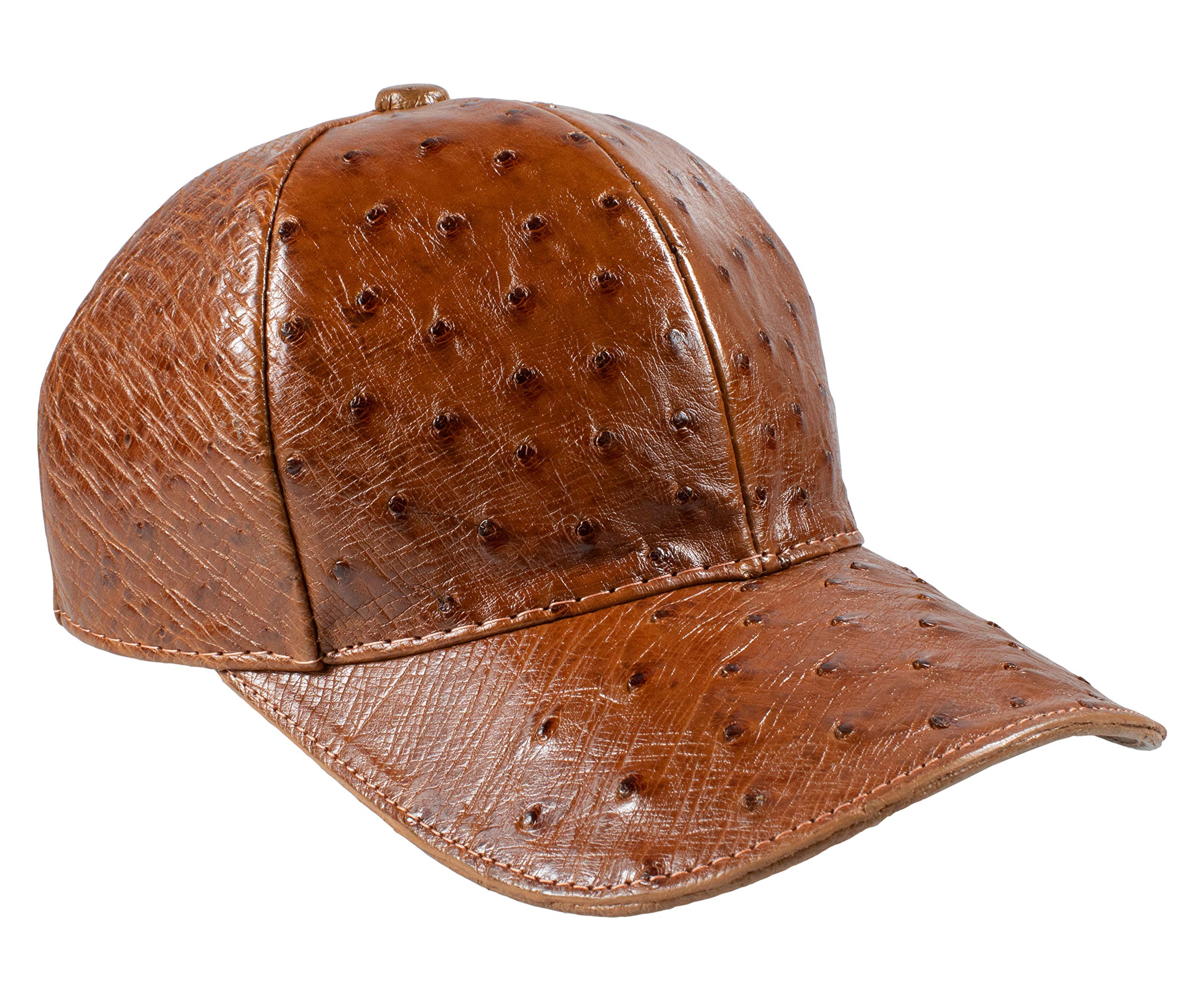 Exotic Genuine Ostrich Leather Cap Hat & Wallet Set - Cognac Brown | Stylish Cowboy Hat & Slim Bifold Wallet for Men | Perfect for Western Fashion, Rodeo Events & Outdoor Adventures