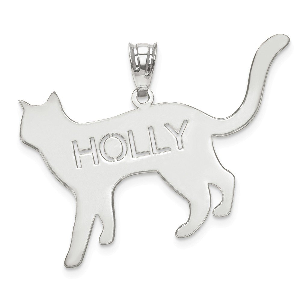 925 Sterling Silver Laser Cat Name Pendant Charm - Personalized Jewelry Gift for Cat Lovers - Perfect for Necklaces, Bracelets & Keychains