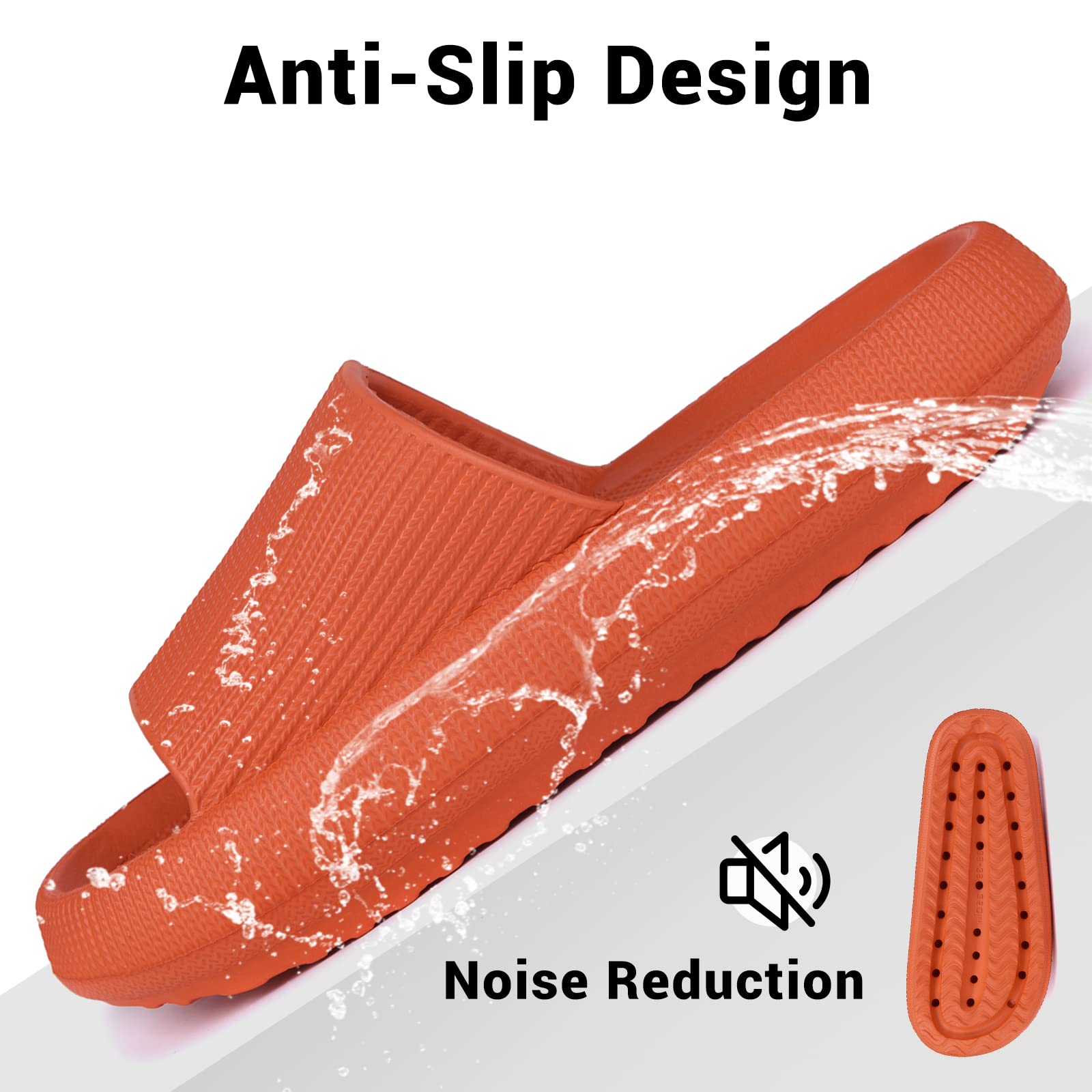 VONMAY Cloud Slides for Men and Women - Quick Drying Pillow Slippers with Non-Slip Sole & Cushioned Support - Perfect for Shower, Pool, Beach, and Indoor Comfort