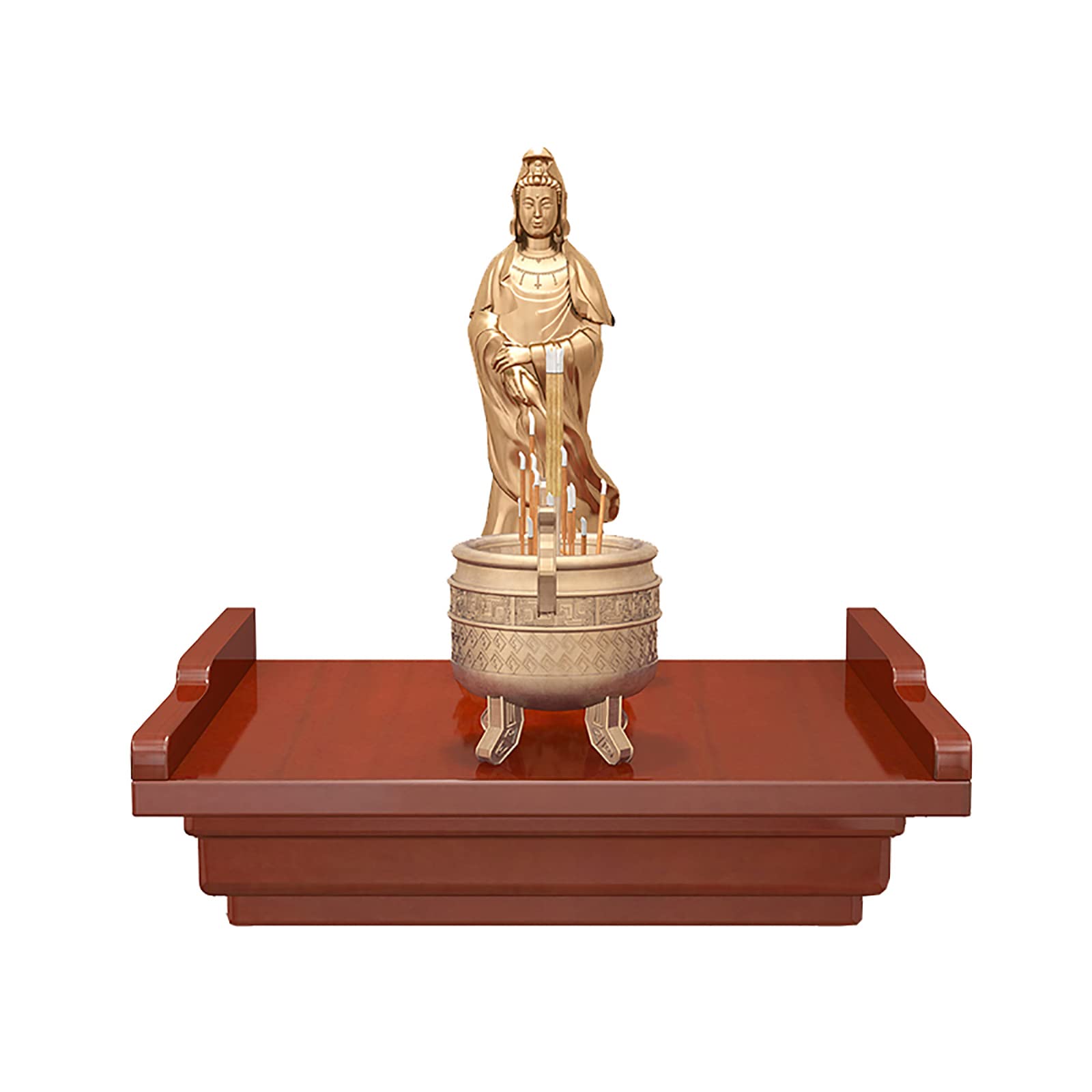 MGIRT XL Buddhist Altar Cabinet - Handcrafted Wooden Buddha Statue Display Case with Glass Doors, Zen Shrine Table for Home Temple Decor & Meditation Space (X-Large, Antique Brown) - Perfect for Home Altars, Meditation Rooms & Spiritual Spaces