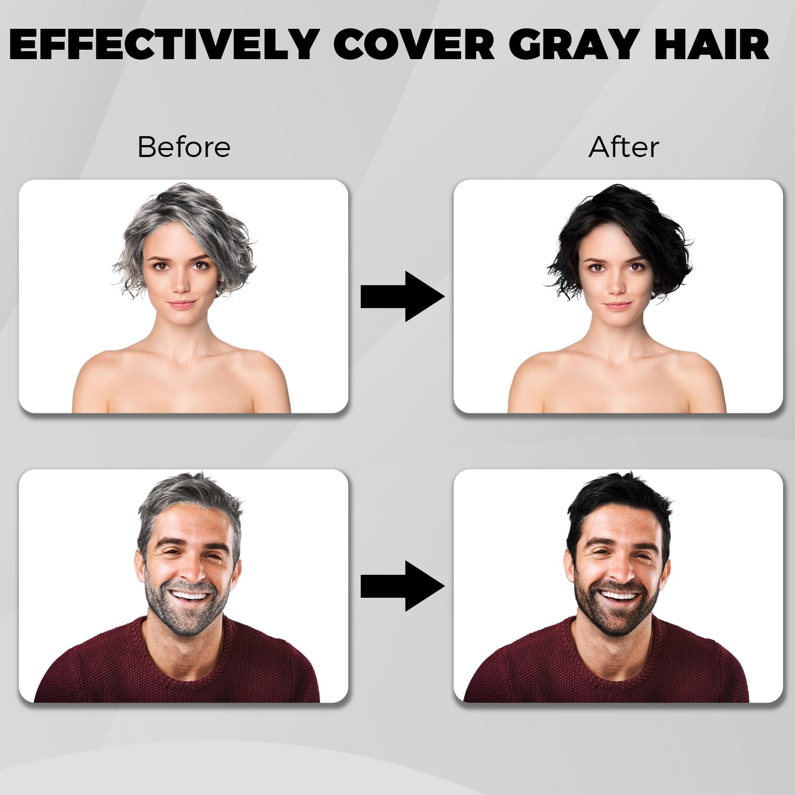 Dark Brown Hair Dye Shampoo & COSMTEK Ginseng Black Hair Dye Shampoo - Natural Hair Color Treatment for Gray Coverage at Home | Perfect for Men & Women DIY Hair Coloring