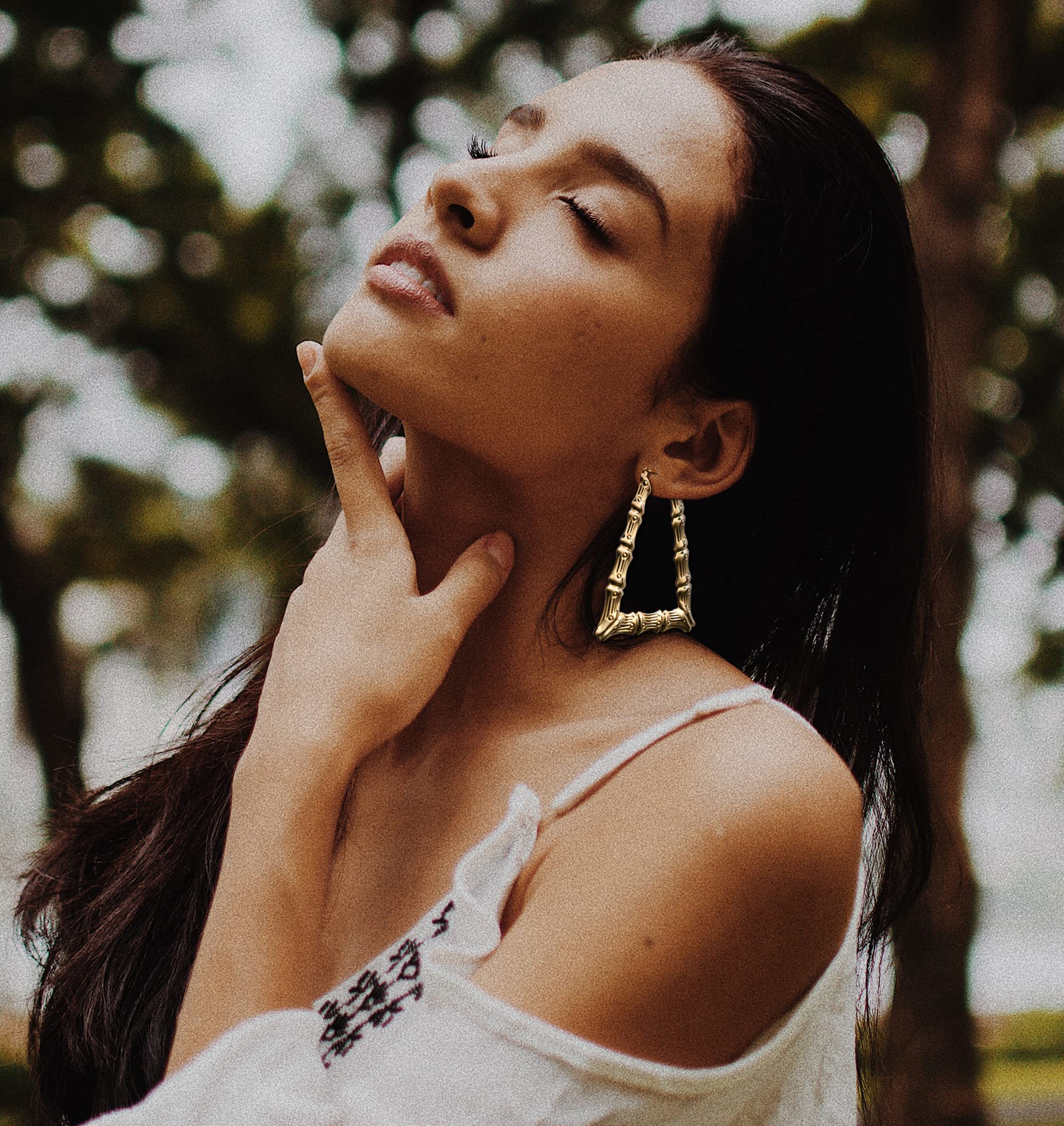 Fansilver 6-10 Pairs Bamboo Hoop Earrings Set for Women - Hollow Casting Oversized Gold Hip Hop Earrings - Fashion Rapper Jewelry Accessories - Perfect for Concerts, Parties, and Everyday Stylish Outfits