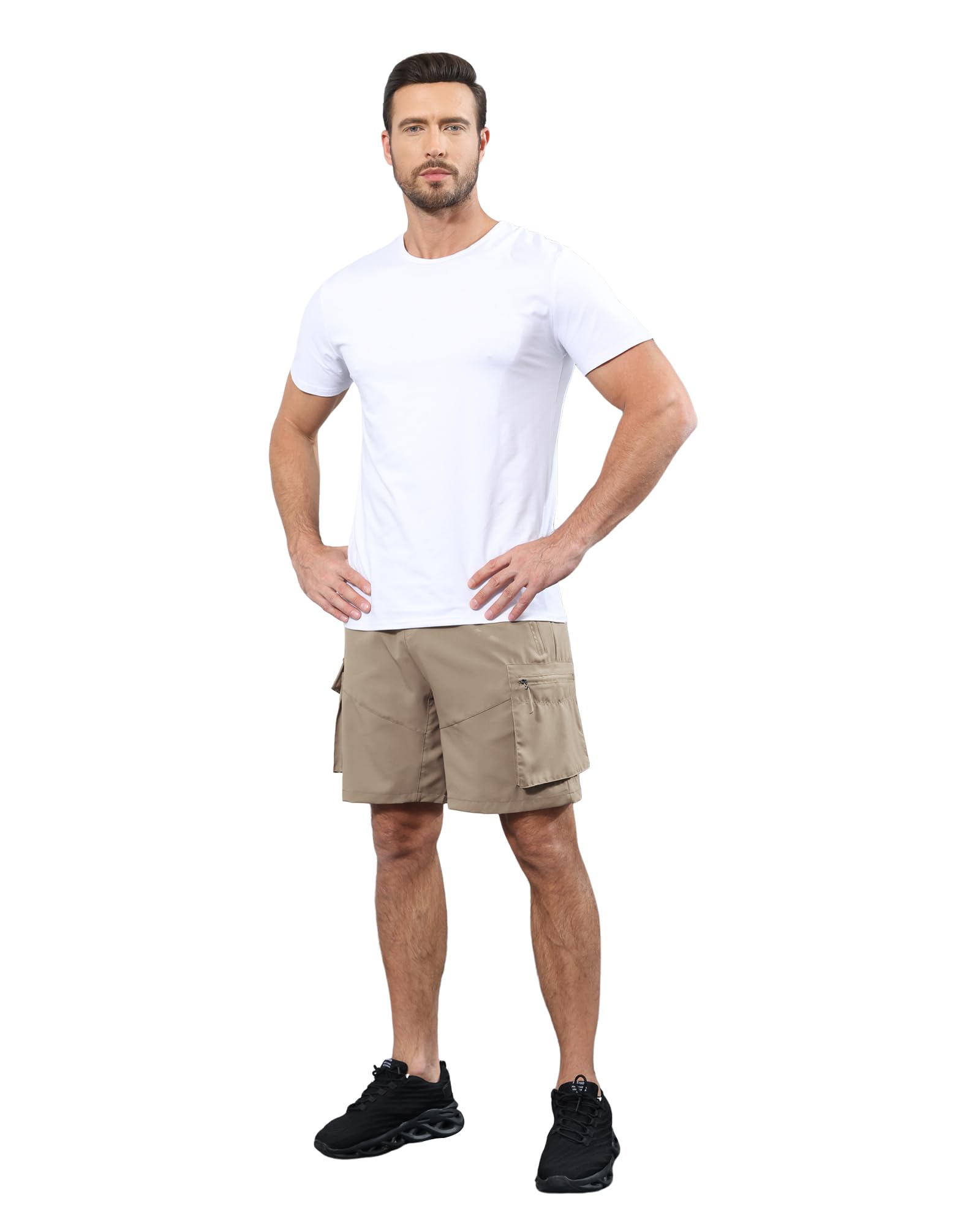 Lexiart Men's Hiking Cargo Shorts - Stretchable Quick-Dry Outdoor Shorts with Drawstring Waist & Zipper Pockets | Perfect for Hiking, Camping, Travel & Summer Adventures