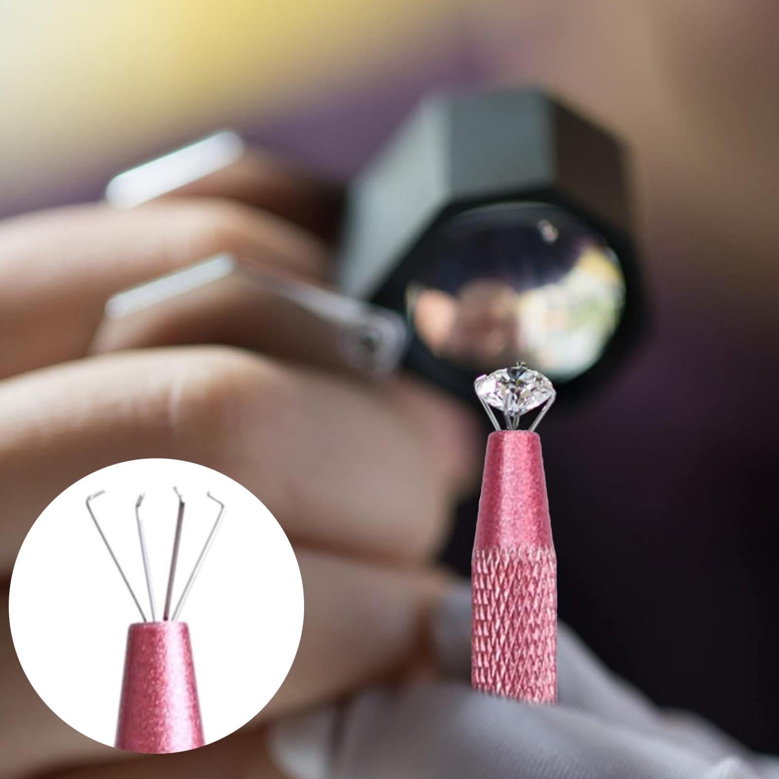 2 Pack Small Jewelry Grabber Tool - 4 Prongs BGA Chip Pick & Jewelry Tweezers for Piercing Ball, Diamond Gems & Prong Setting - Perfect for Jewelers, Watch Repair & Electronics Assembly