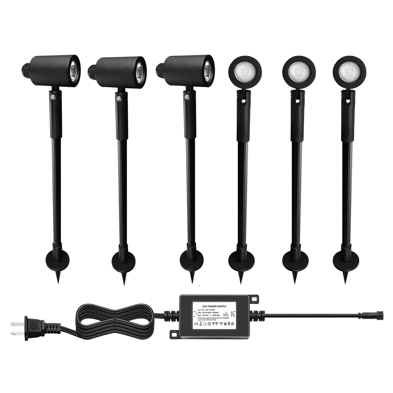 3W LED Landscape Spotlight - 12V Low Voltage AC/DC, IP65 Waterproof Outdoor Lighting (6 Pack, Blue) for Yard, Garden, Pool, Patio, Driveway & Walkway Decoration | Perfect for Highlighting Trees, Pathways and Architectural Features