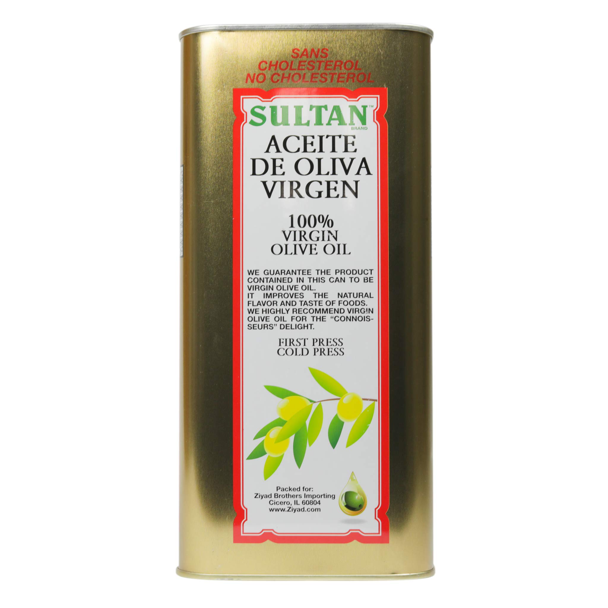 Premium Sultan Virgin Olive Oil - First Cold Pressed, 100% Pure, No Additives, No Preservatives, Cholesterol Free - 128 Fl Oz (1 Gallon) - Perfect for Cooking, Salad Dressing & Healthy Recipes