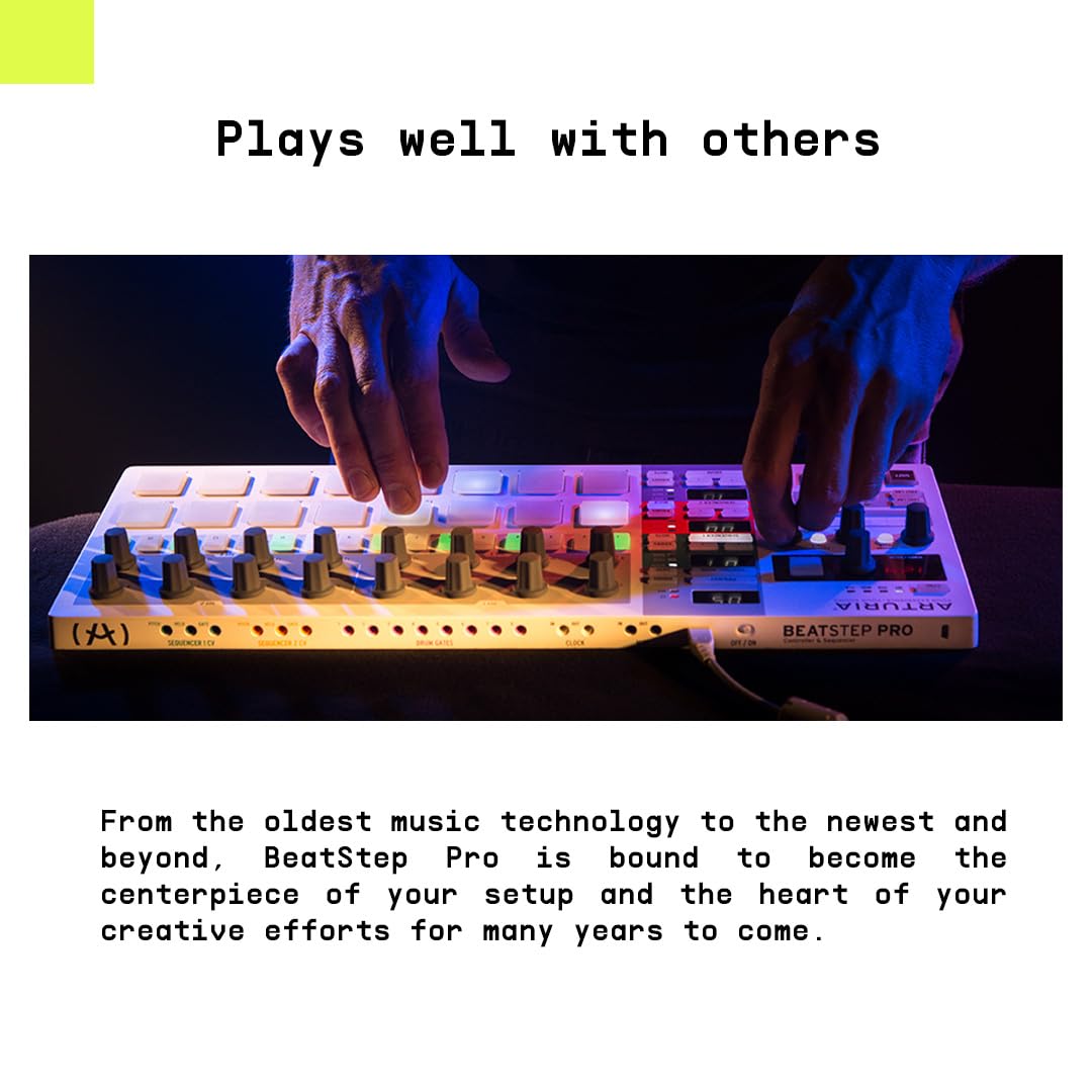 Arturia BeatStep Pro MIDI Controller & Sequencer with Aftertouch, Velocity Sensitivity, 2 Melodic Sequencers, Drum Sequencer, 16 Pads for Music Production | Perfect for Studio Recording, Live Performance & Beat Making
