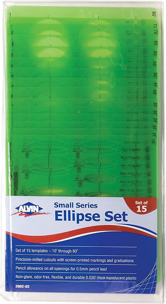 Alvin Ellipse Drawing Tools Set - 15-Piece Drafting & Sketching Kit for Artists, Architects, and Designers | Perfect for Technical Drawings, Blueprints, and Art Projects