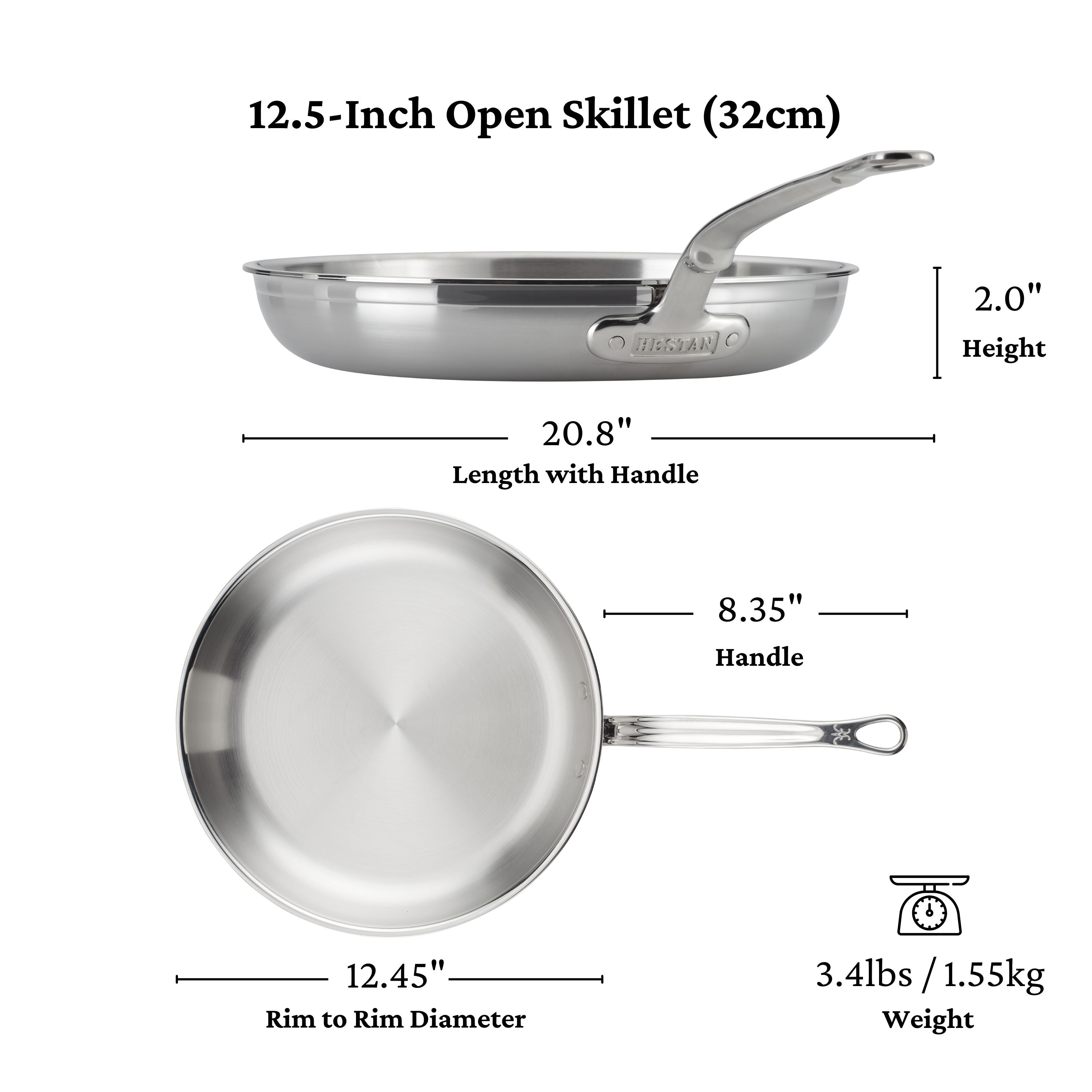 Hestan Probond Open Skillet - Premium Nonstick Frying Pan for Professional Cooking | Perfect for Sautéing, Frying & Omelets | Ideal for Home Chefs & Restaurants