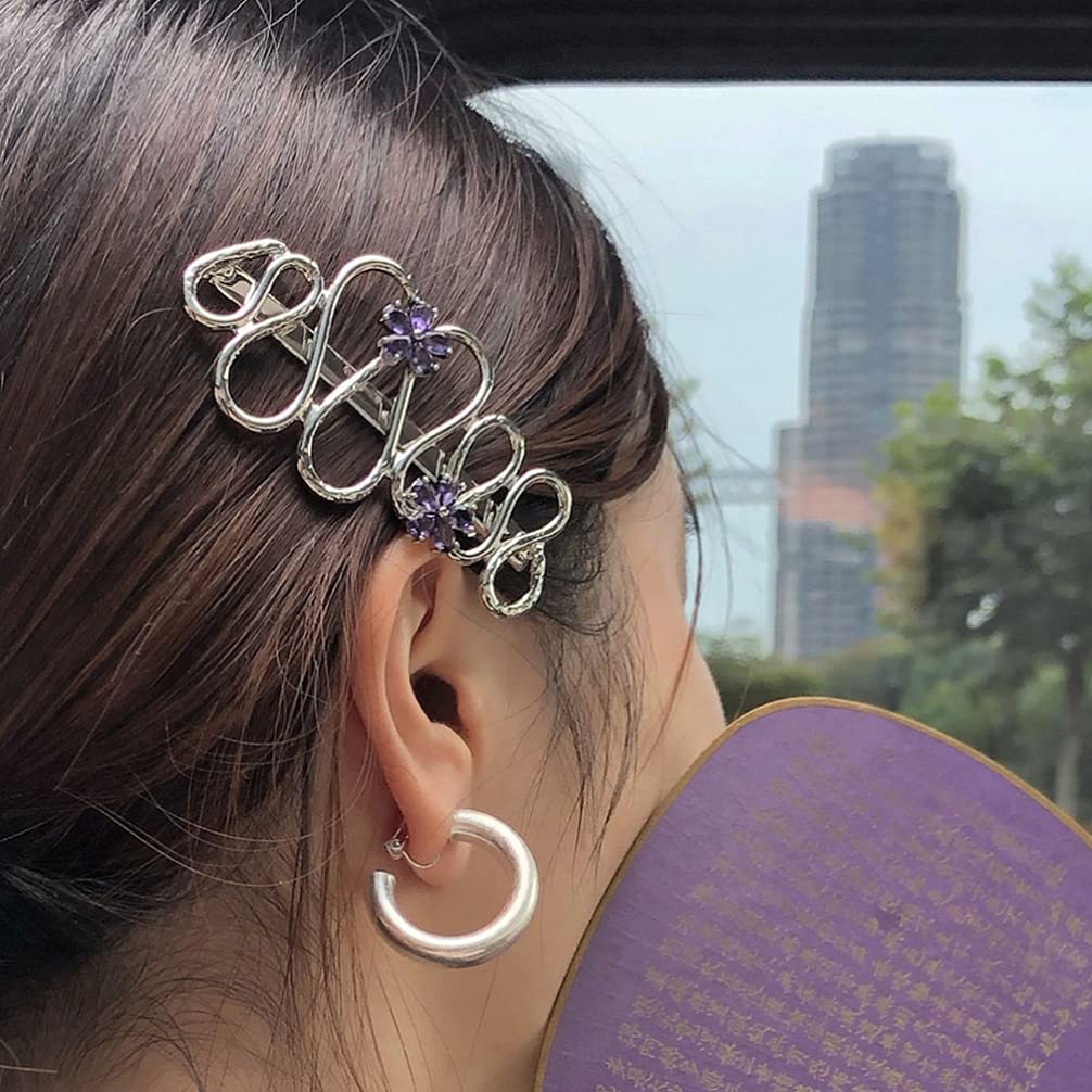 Beaupretty Purple Rhinestone Flower Vine Hair Clip for Women - Elegant Side Hair Pin Barrettes for Party, Wedding & Special Occasions - Hair Styling Accessories for Ladies