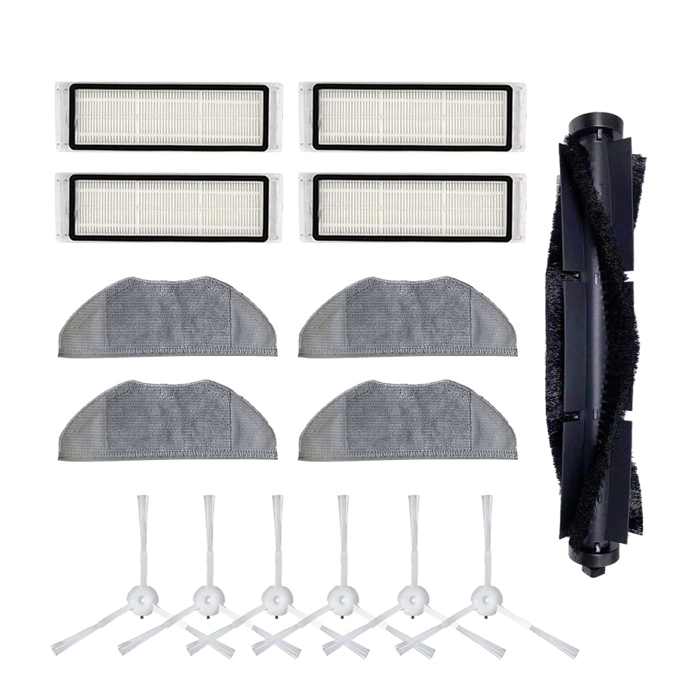 Chuancheng Replacement Parts Kit for 360 S5/S7 Robot Vacuum Cleaner - 6 Side Brushes, 4 HEPA Filters, 4 Mop Cloths & Roller Brush | Compatible with 360 Robotic Vacuum Cleaners | Perfect for Home Cleaning & Maintenance
