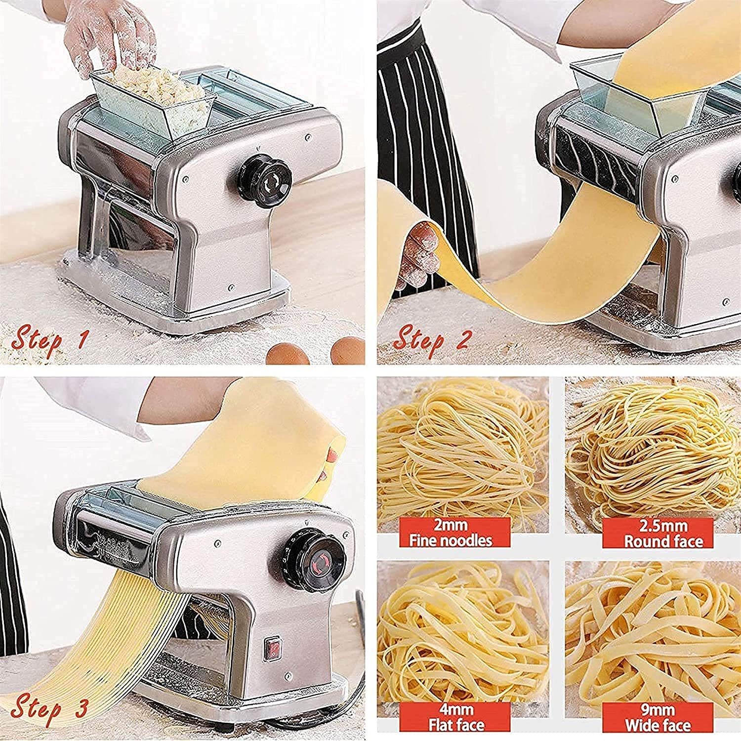 LIJCC Stainless Steel Pasta Maker Machine - Vertical Noodle Press for Homemade Pasta, Dough Presser & Kitchen Tool | Perfect for Italian Cuisine, Asian Noodles & Family Cooking